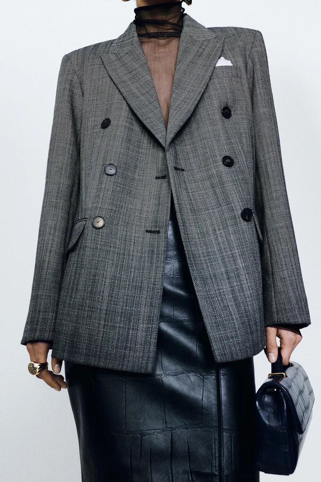 Двубортный пиджак из 100% шерсти ZW Collection, Zara