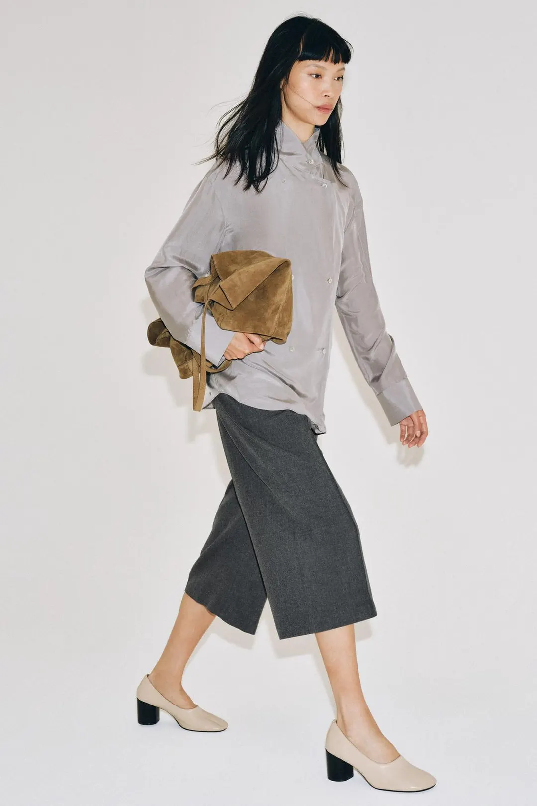 Рубашка с запахом из 100% шелка ZW Collection, Zara