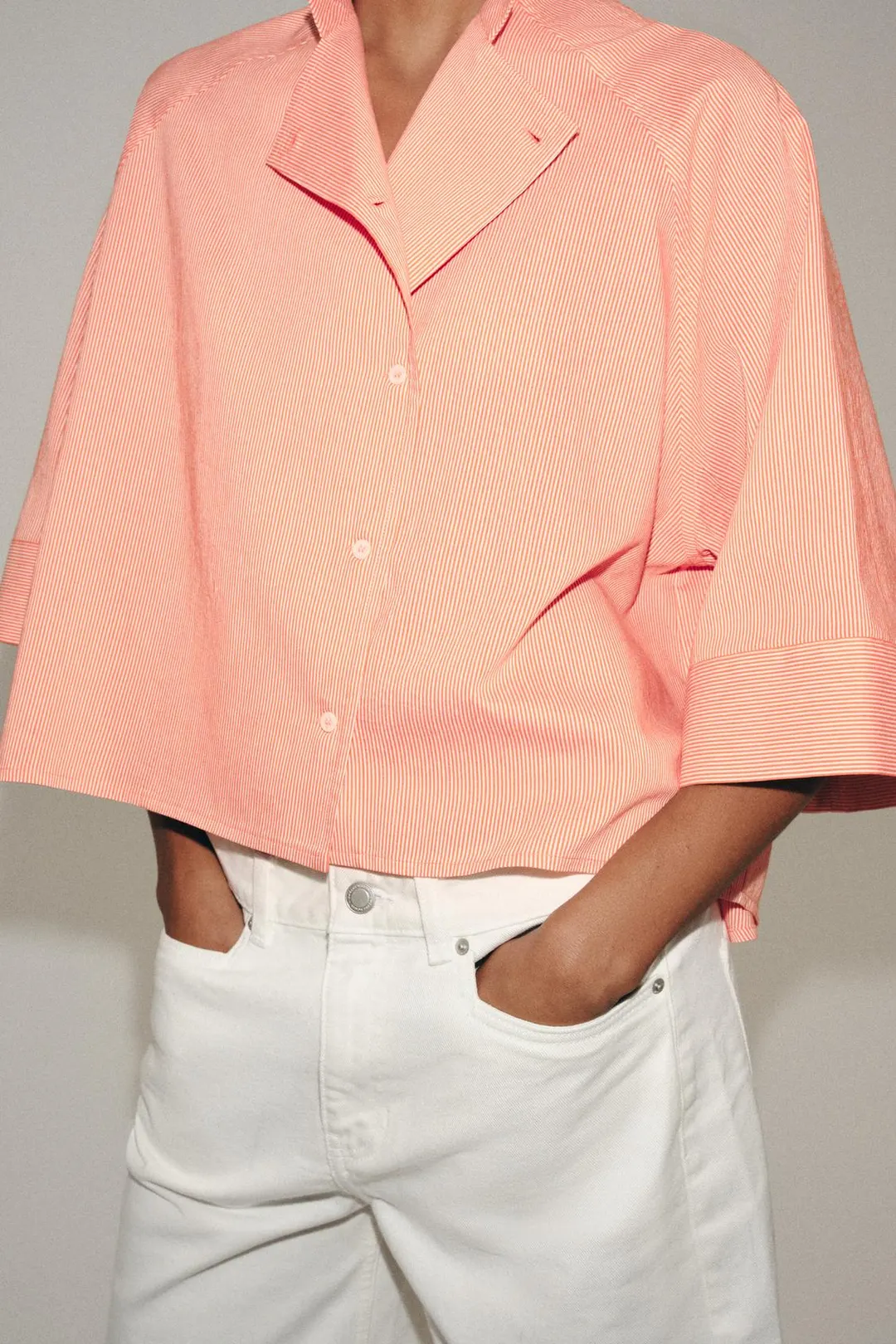 Асимметричная рубашка ZW Collection в полоску, Zara