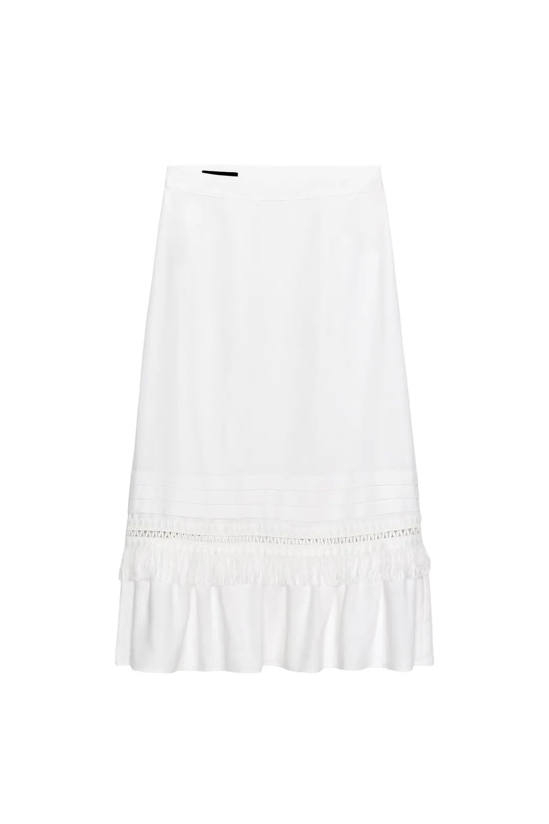 Юбка миди из смесового льна с бахромой, Zara