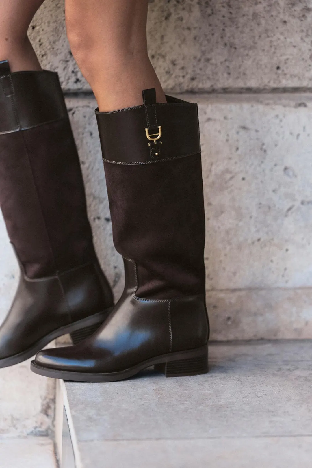 Комбинированные сапоги для верховой езды, Zara