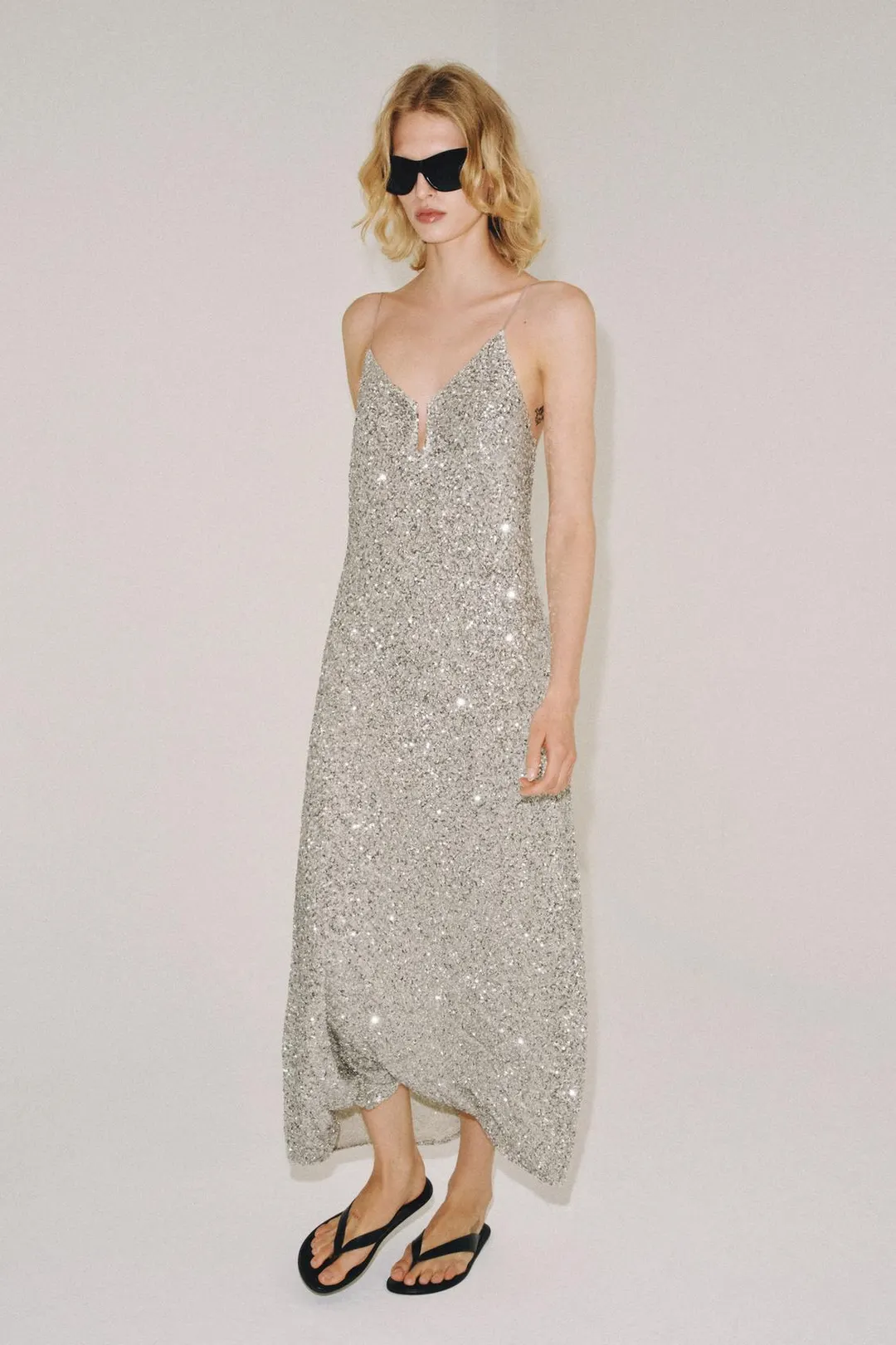 Платье миди с пайетками ZW Collection, Zara