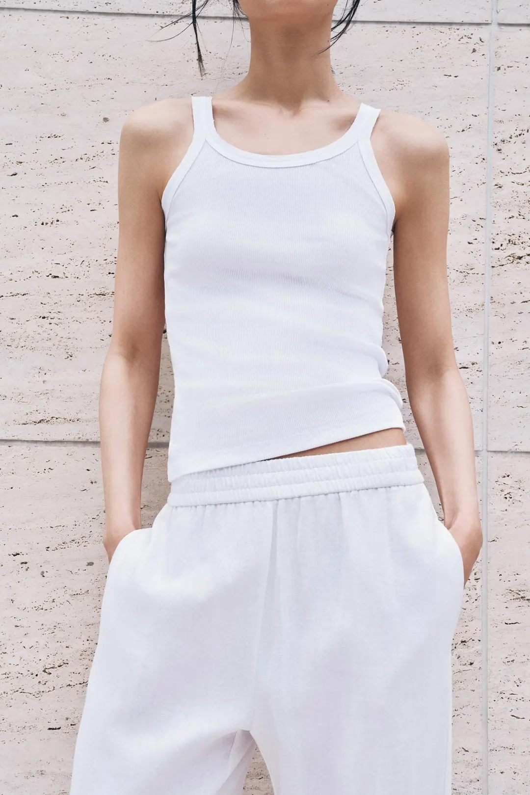 Майка в рубчик из хлопка, Zara