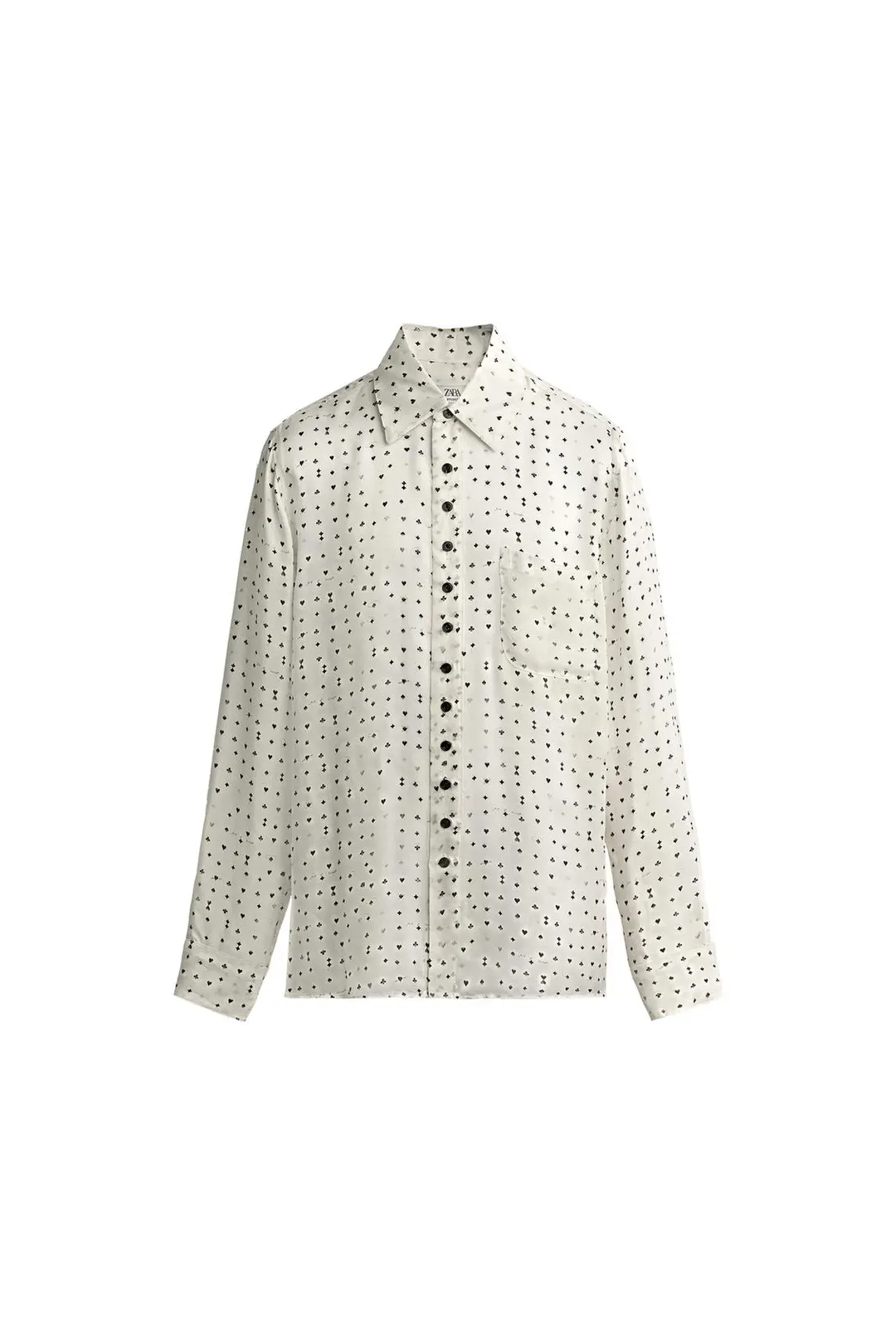 Рубашка из 100% купро с принтом игральных карт, Zara