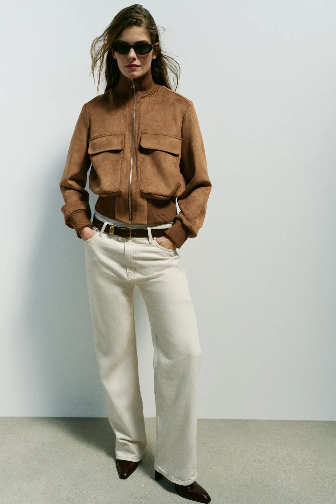 Бомбер из искусственной замши, Zara
