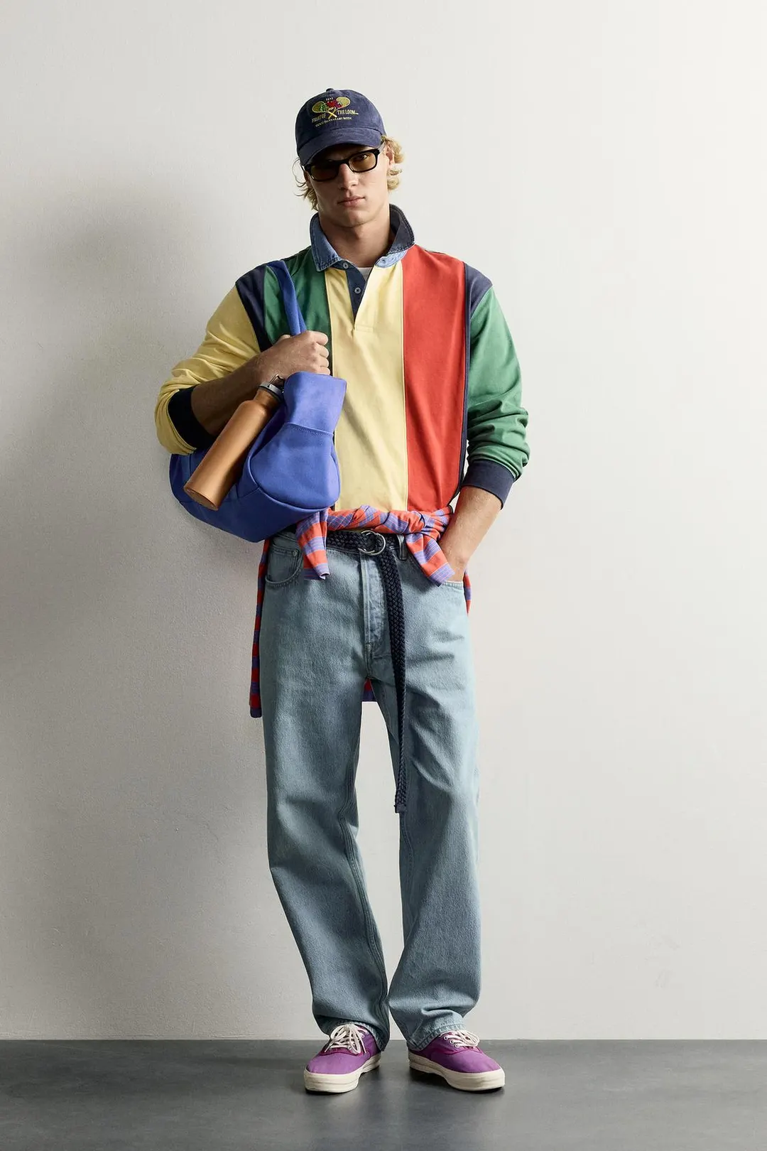 Поло в полоску с контрастным воротником FRUIT OF THE LOOM™, Zara
