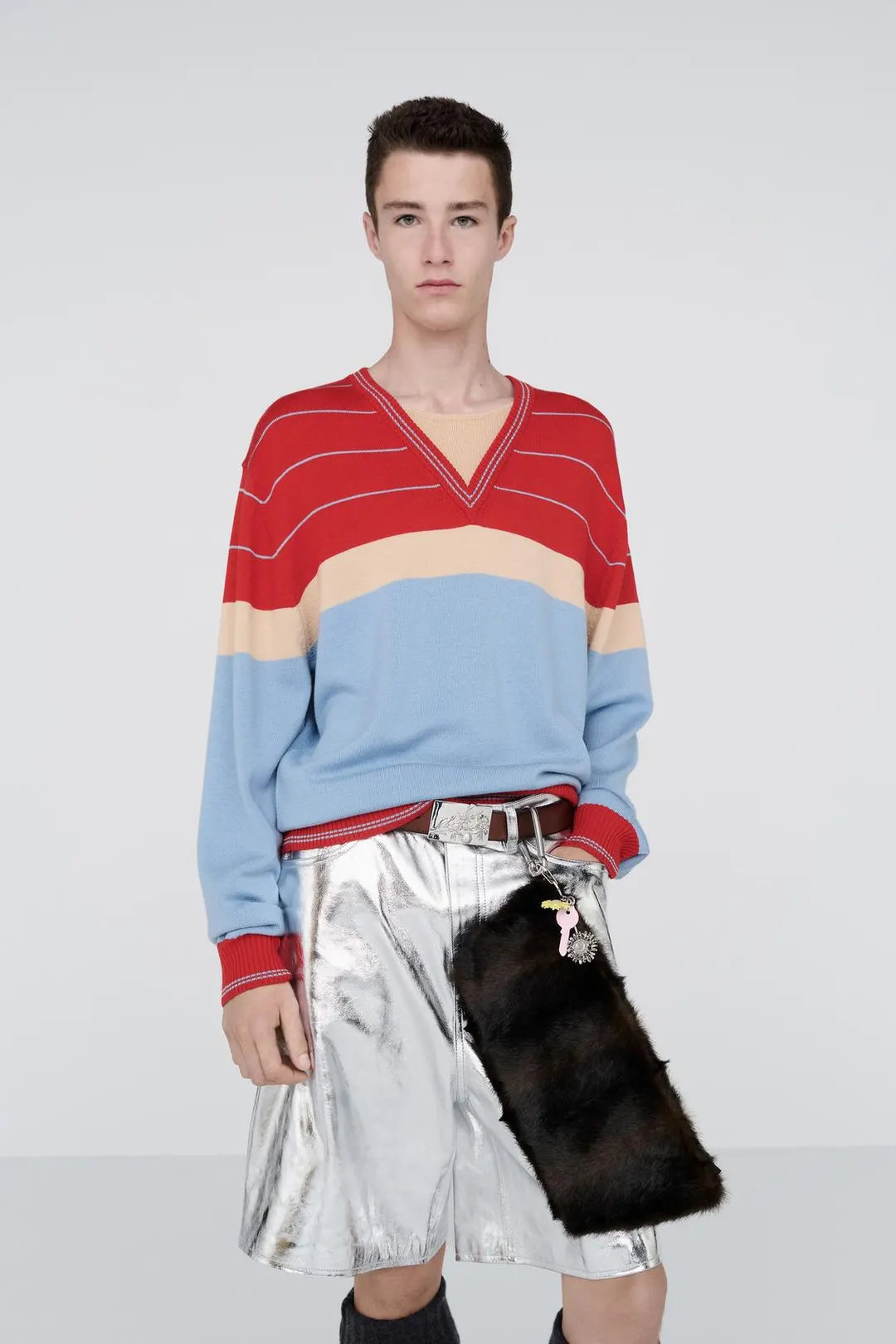 Жаккардовый свитер из 100% шерсти в полоску, Zara