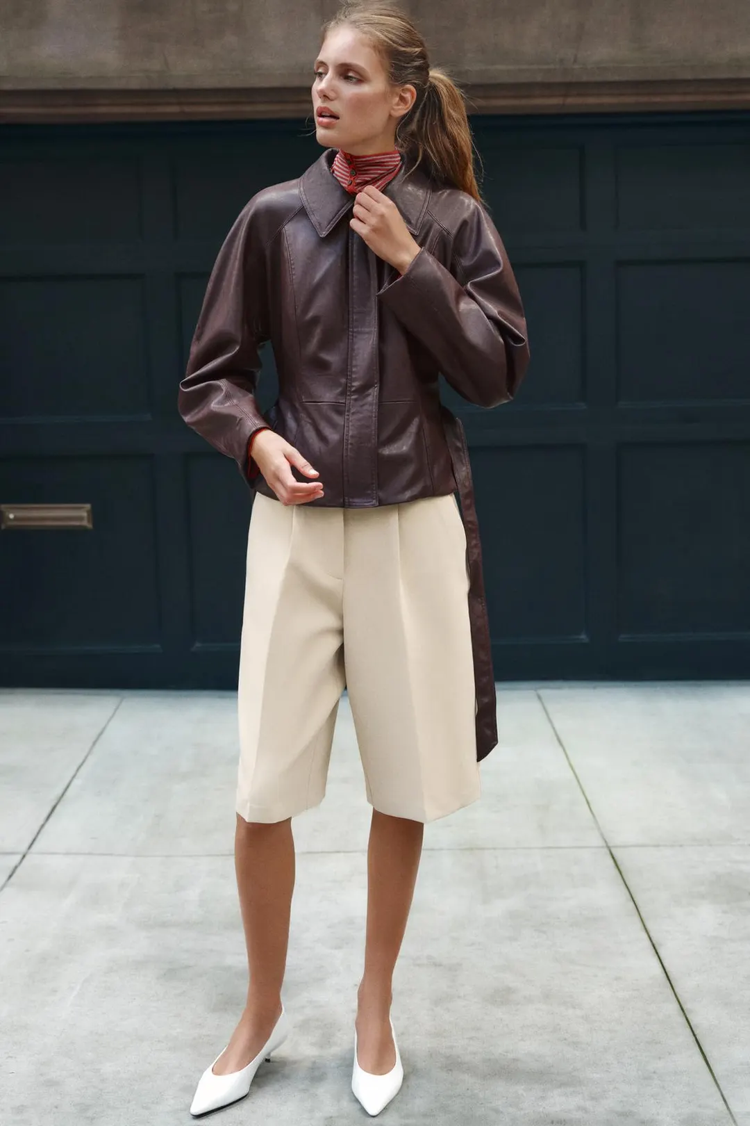 Удлиненные бермуды с поясом, Zara