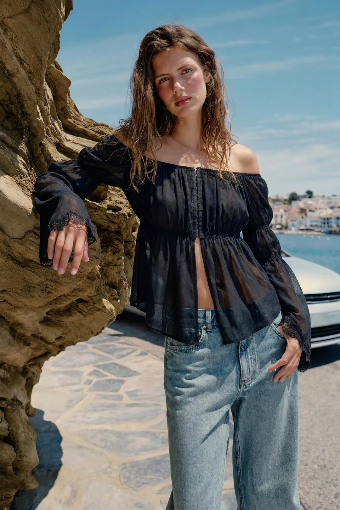 Топ с кружевом в тон, Zara