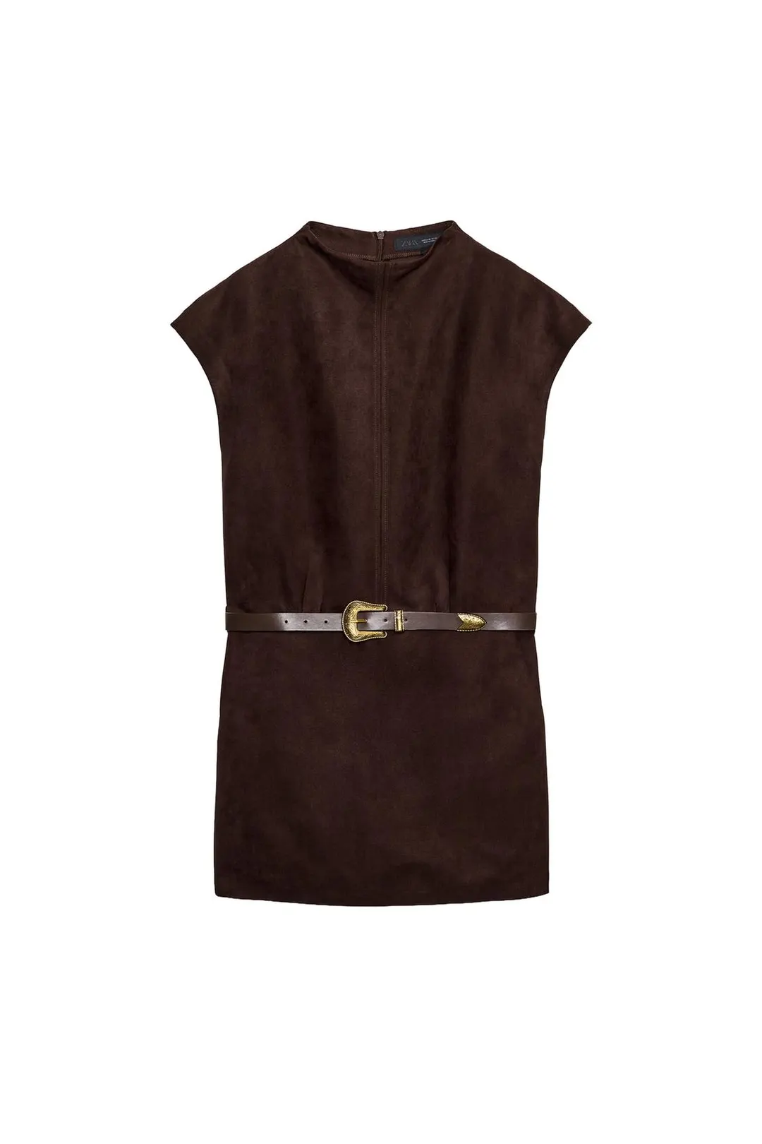 Платье мини под замшу с поясом, Zara