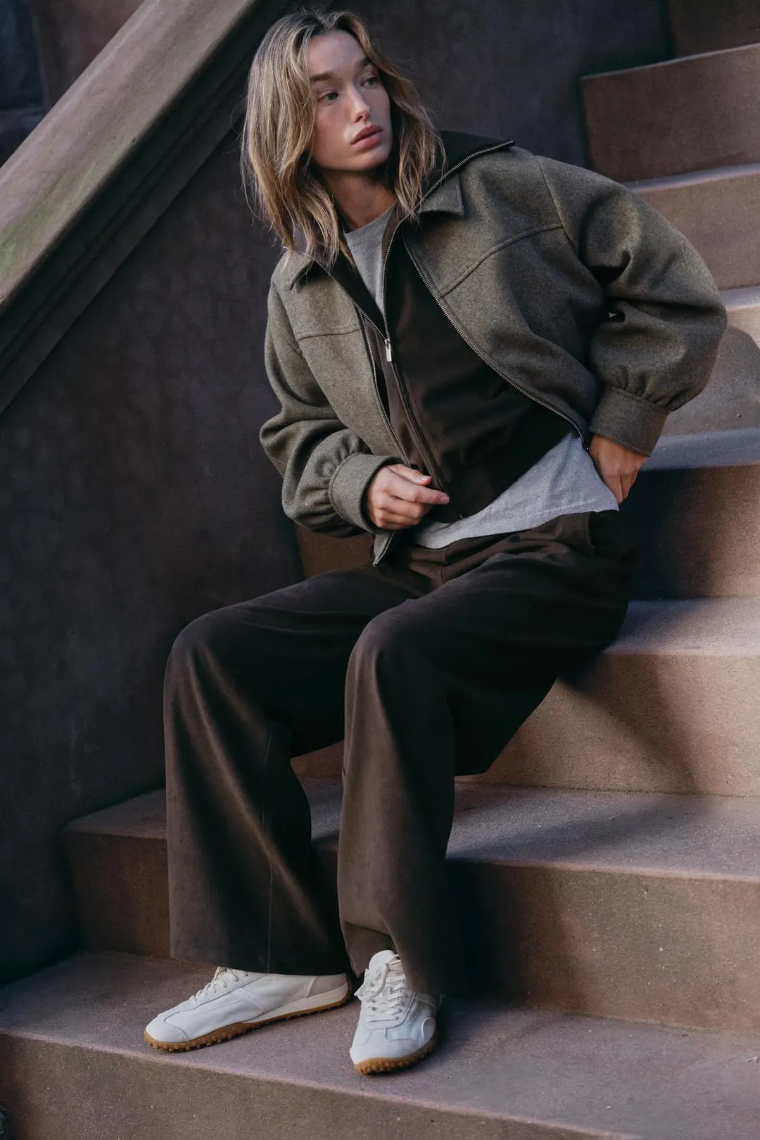 Брюки широкие с поясом в рубчик, Zara