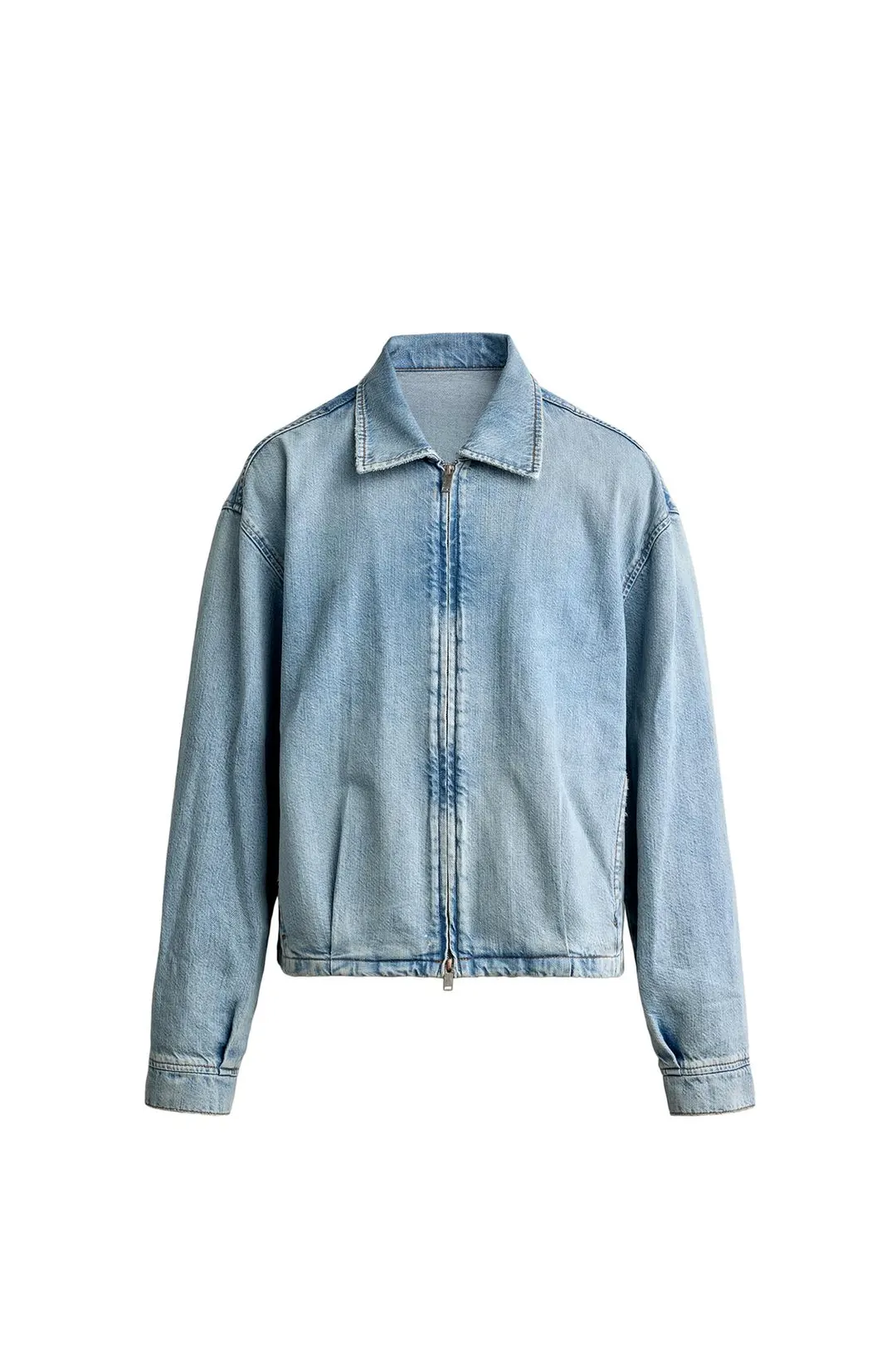 Джинсовая куртка с эффектом стирки на молнии, Zara