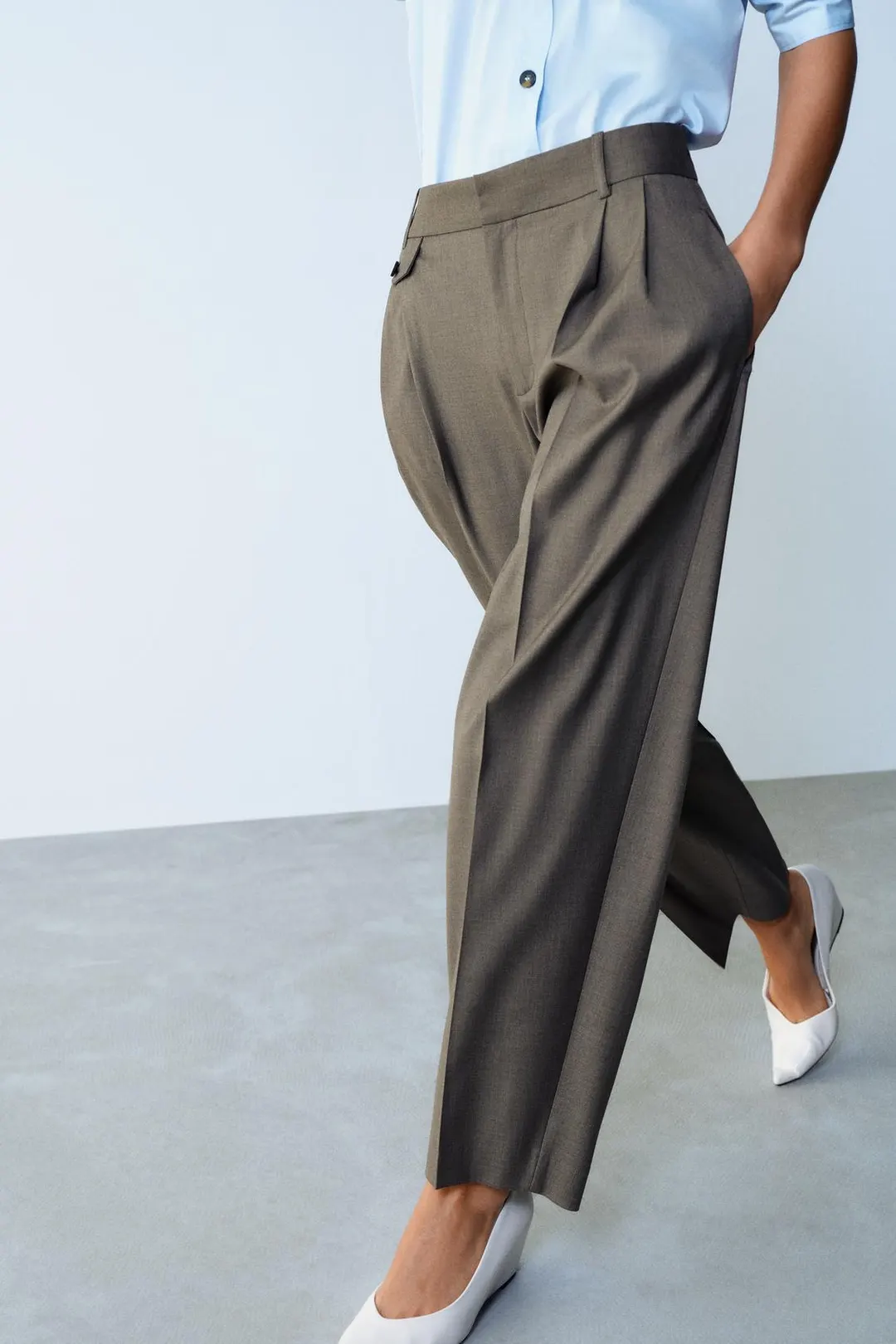 Брюки зауженного кроя carrot с вытачками, Zara