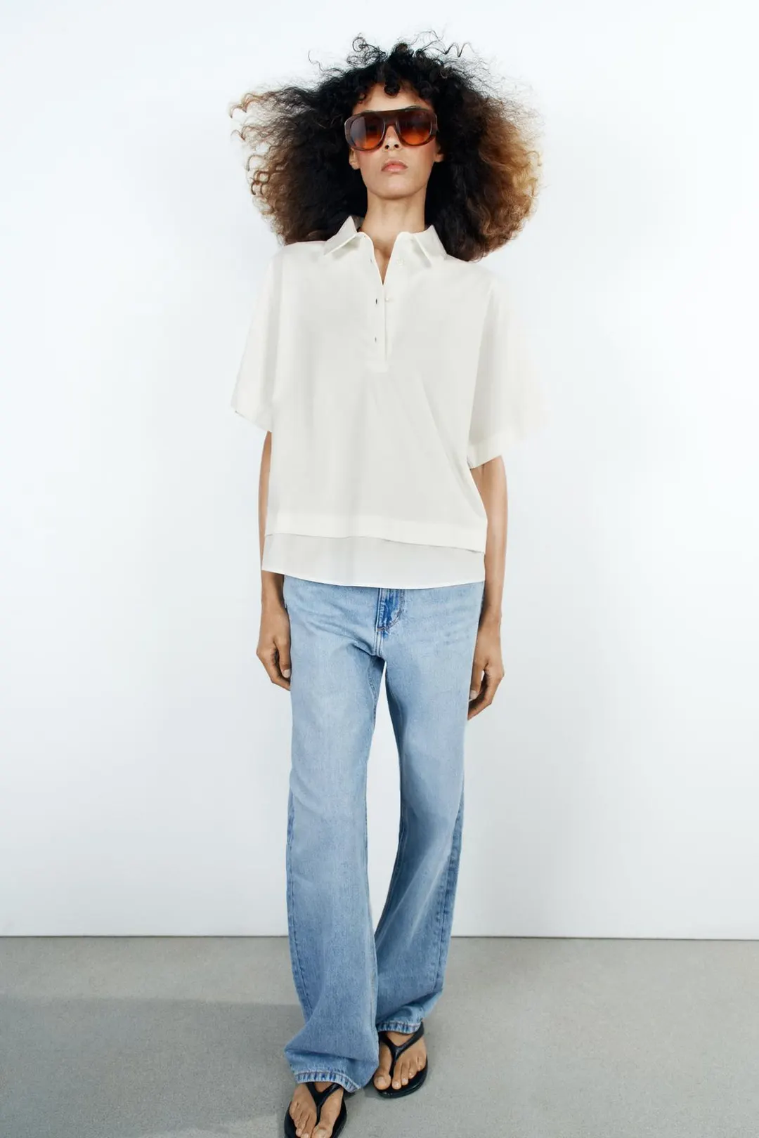 Футболка из хлопка с контрастными деталями, Zara
