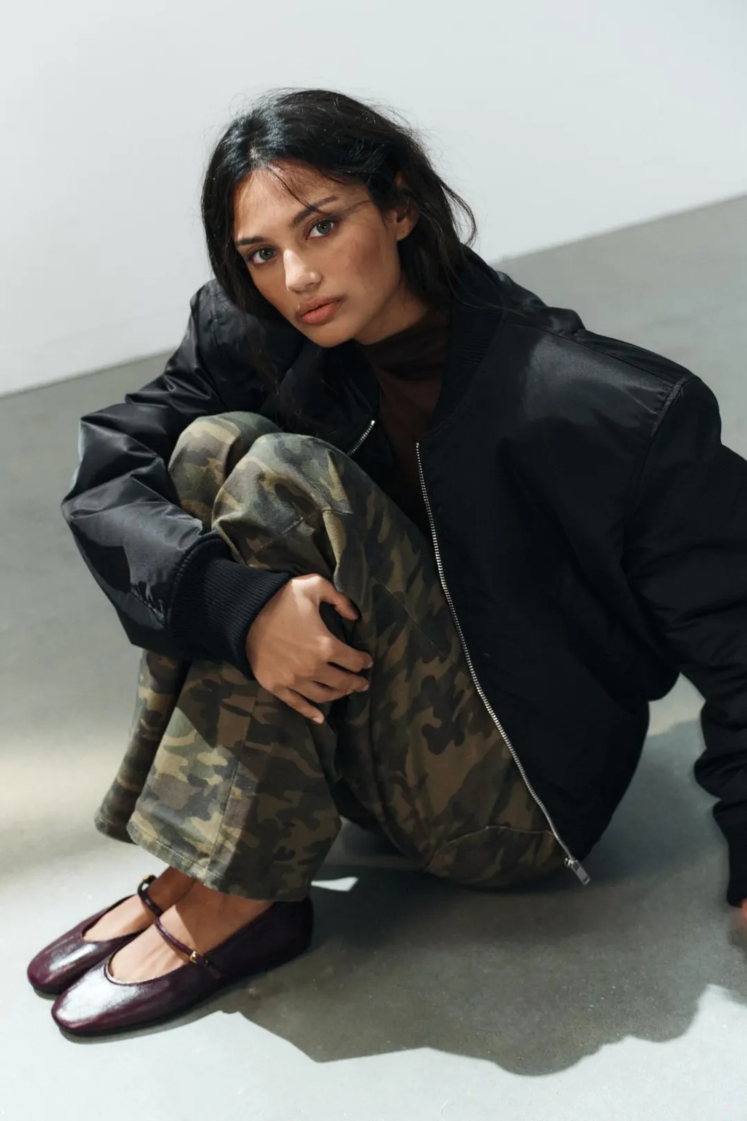 Балетки из фактурной кожи, Zara
