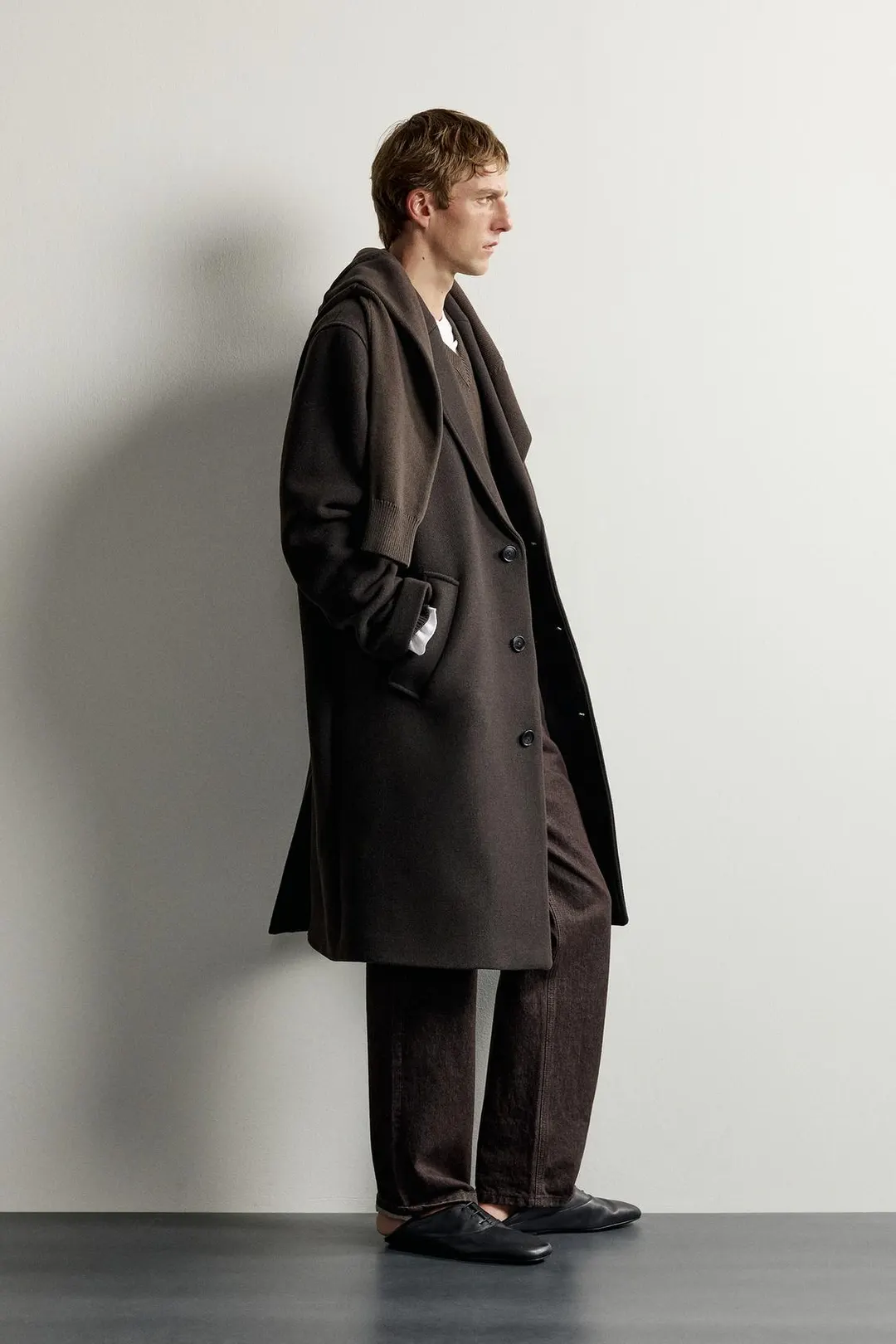 Пальто свободного кроя из смесовой шерсти, Zara