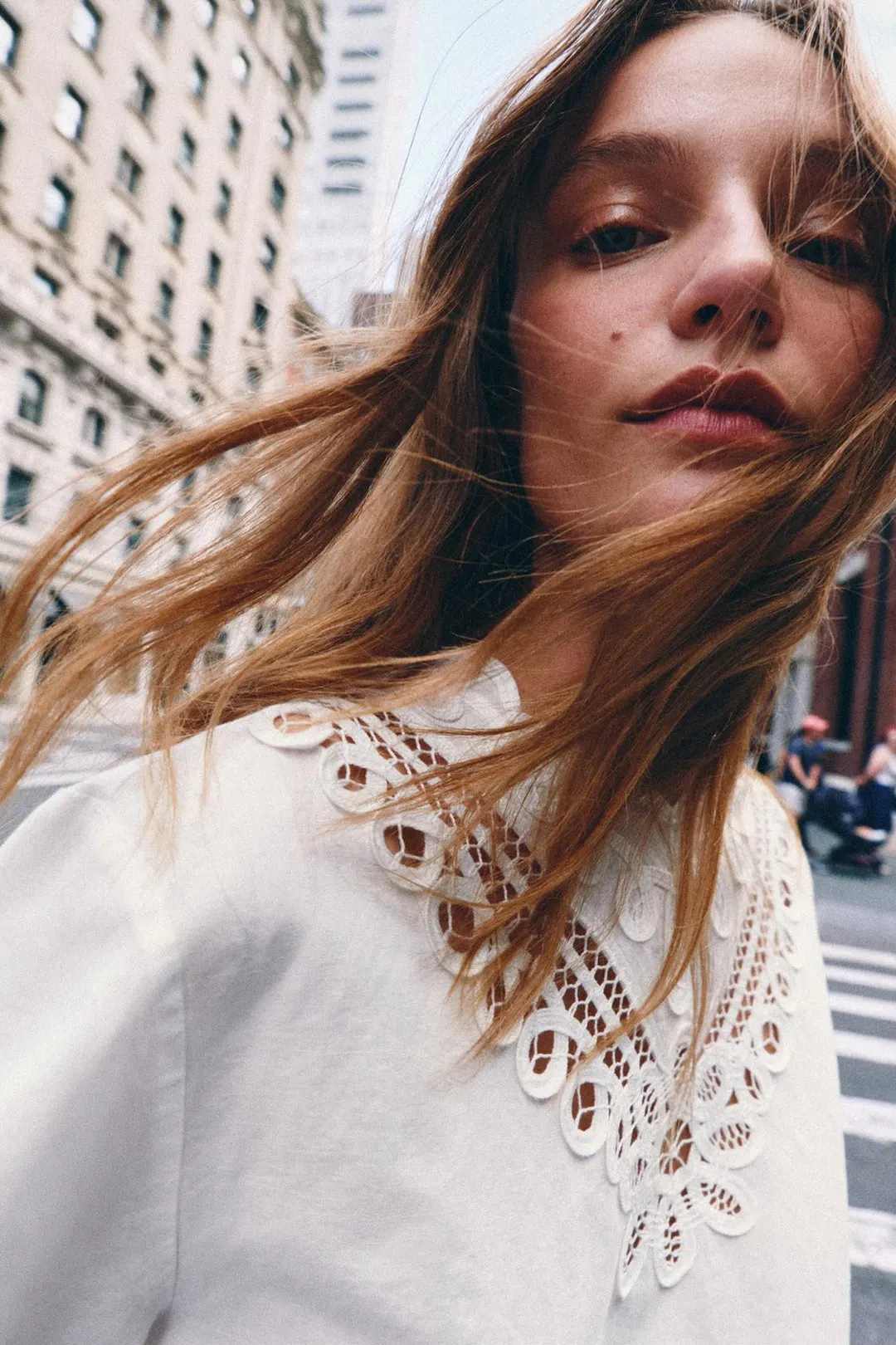 Рубашка с вышивкой из смесового льна ZW Collection, Zara