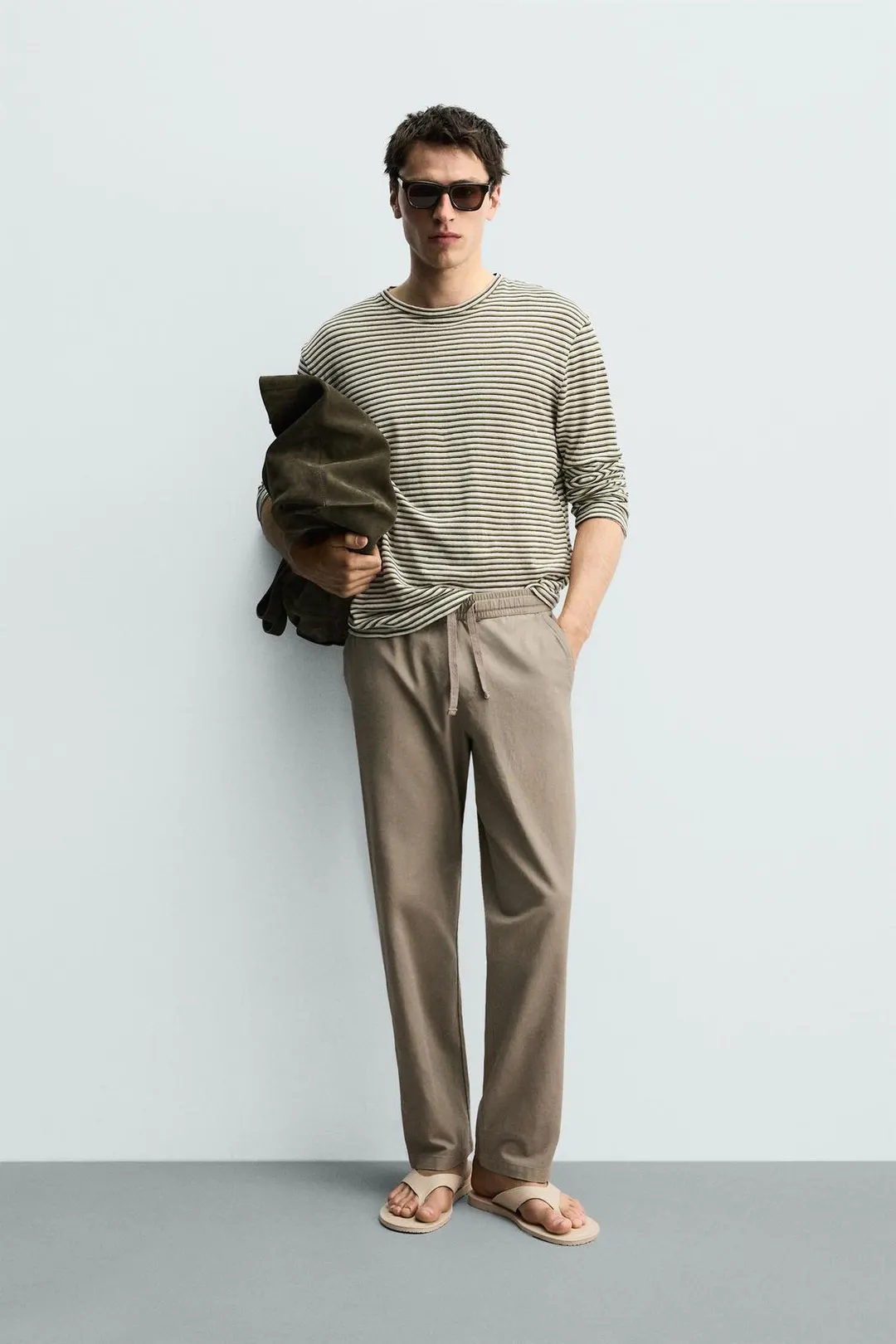 Брюки свободного кроя из хлопка и льна, Zara