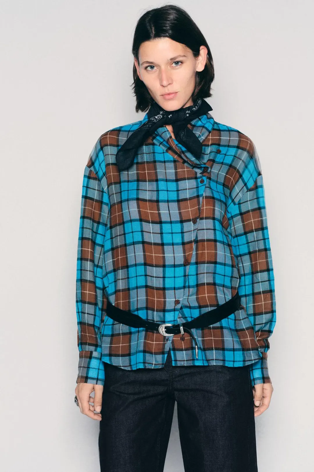 Рубашка на запах в клетку, Zara