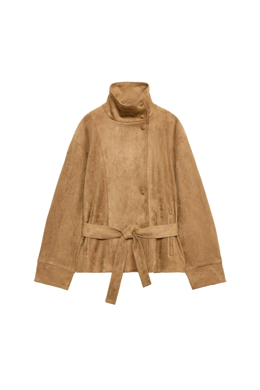 Куртка из искусственной замши с поясом, Zara