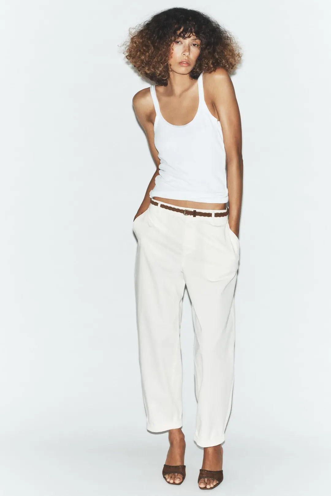 Брюки чинос с плетеным ремнем, Zara