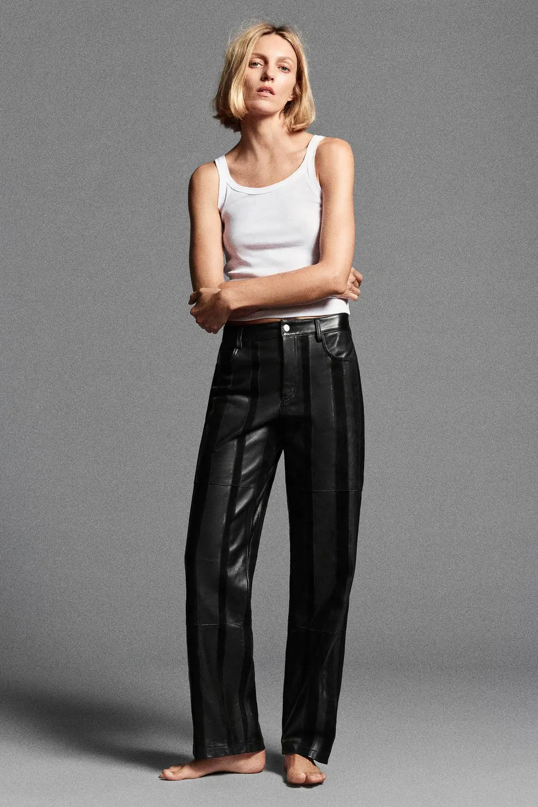 Майка в рубчик из хлопка, Zara