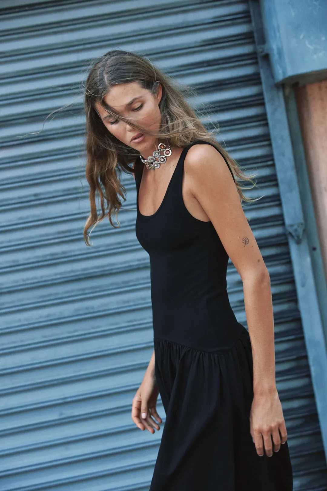 Платье на бретелях с контрастными деталями, Zara