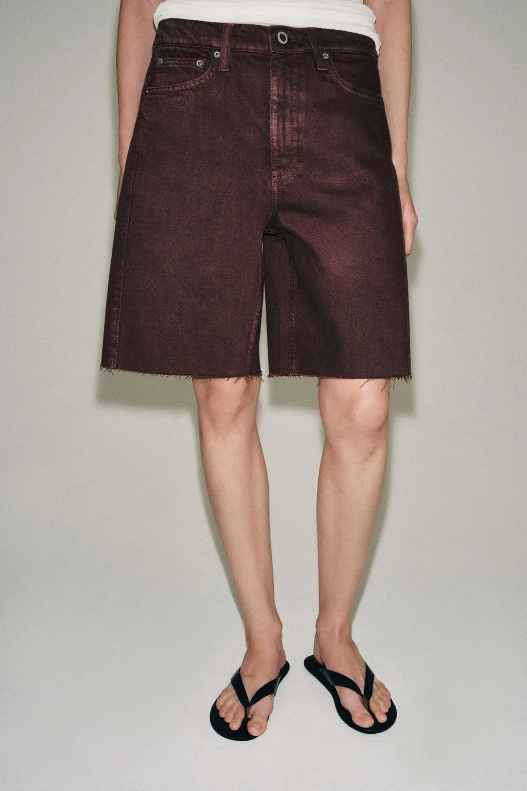 Джинсовые бермуды ZW Collection свободного кроя со средней посадкой, Zara