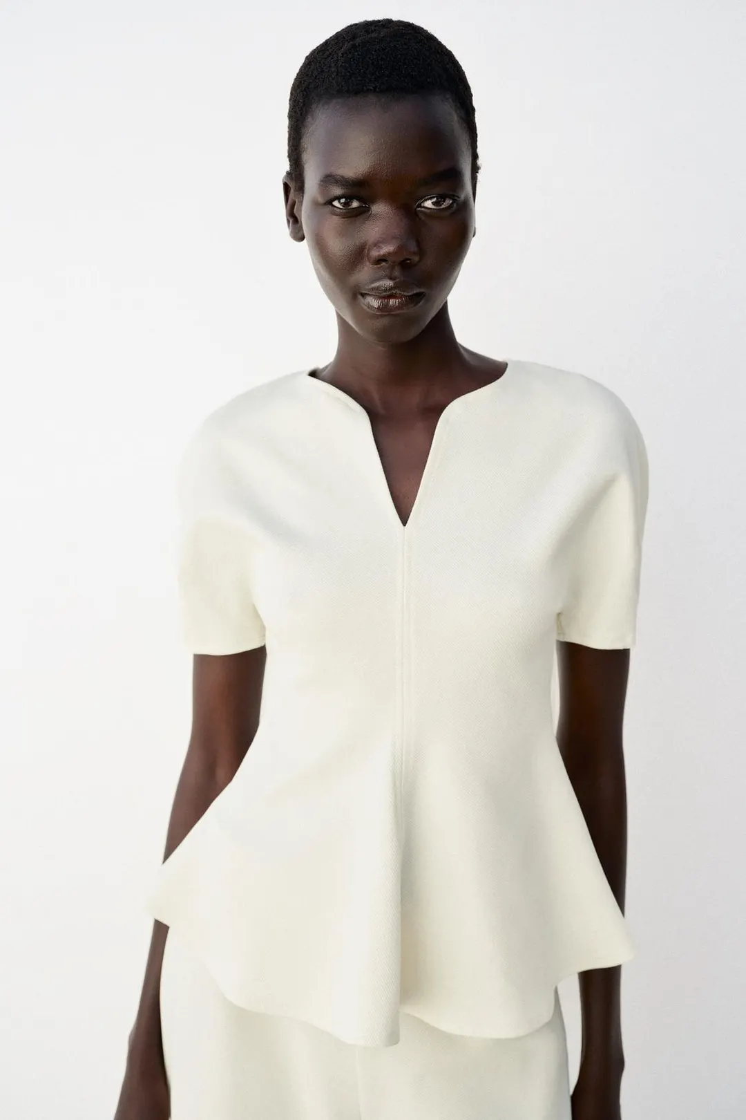 Топ с баской и пышными рукавами, Zara