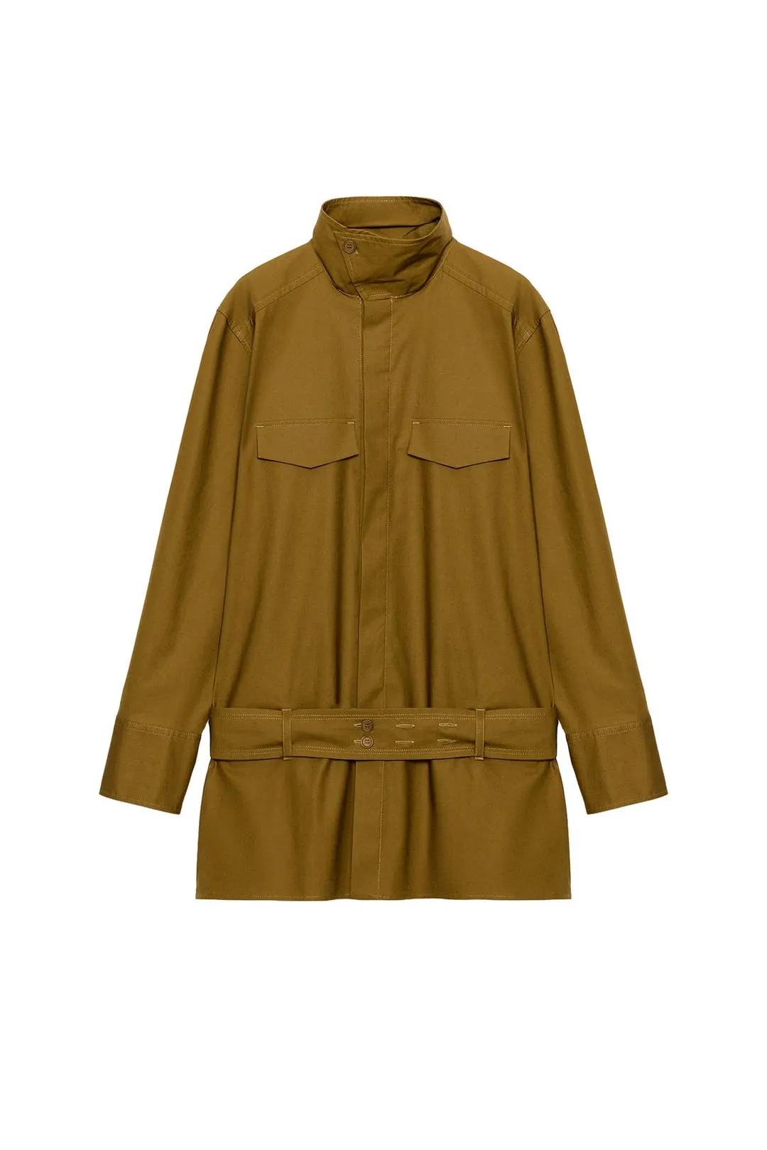 Мини-платье с высоким воротником и поясом, Zara