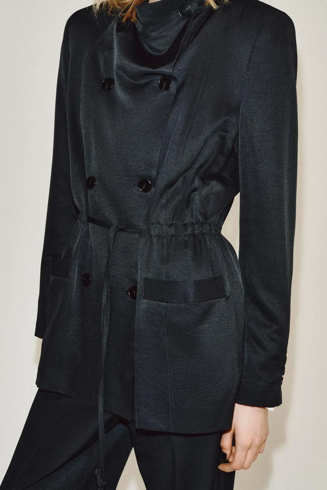 Жакет струящегося кроя с поясом ZW Collection, Zara