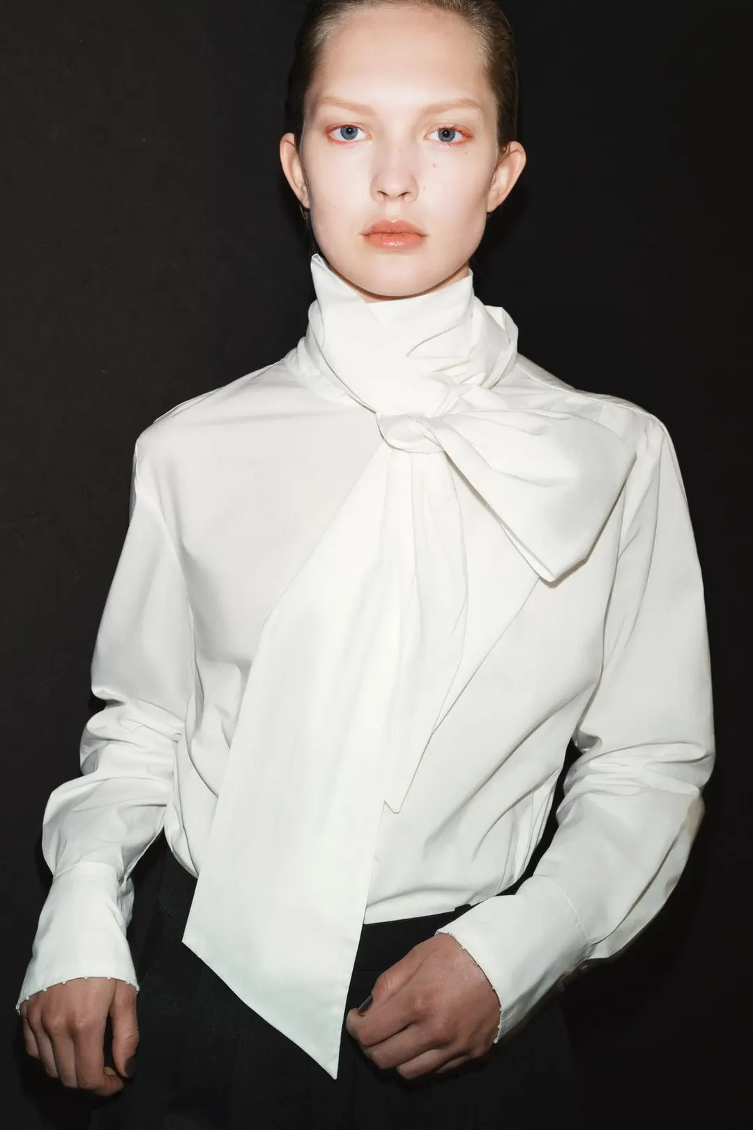 Рубашка из поплина с бантом ZW Collection, Zara