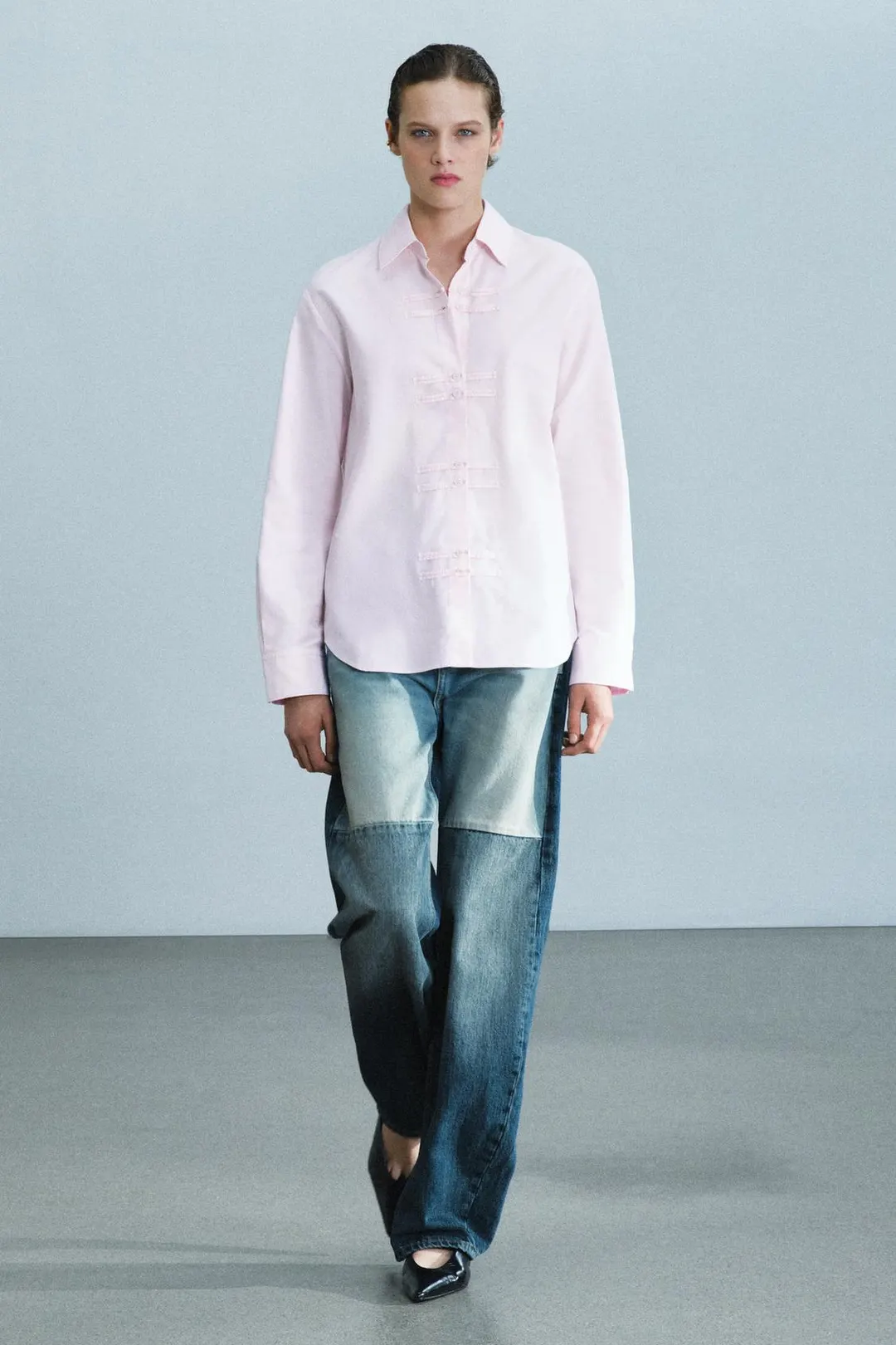 Рубашка оксфорд с застежкой-клевант ZW Collection, Zara