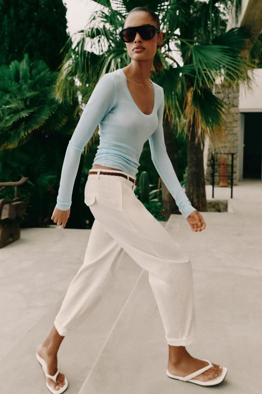 Брюки чинос с плетеным ремнем, Zara