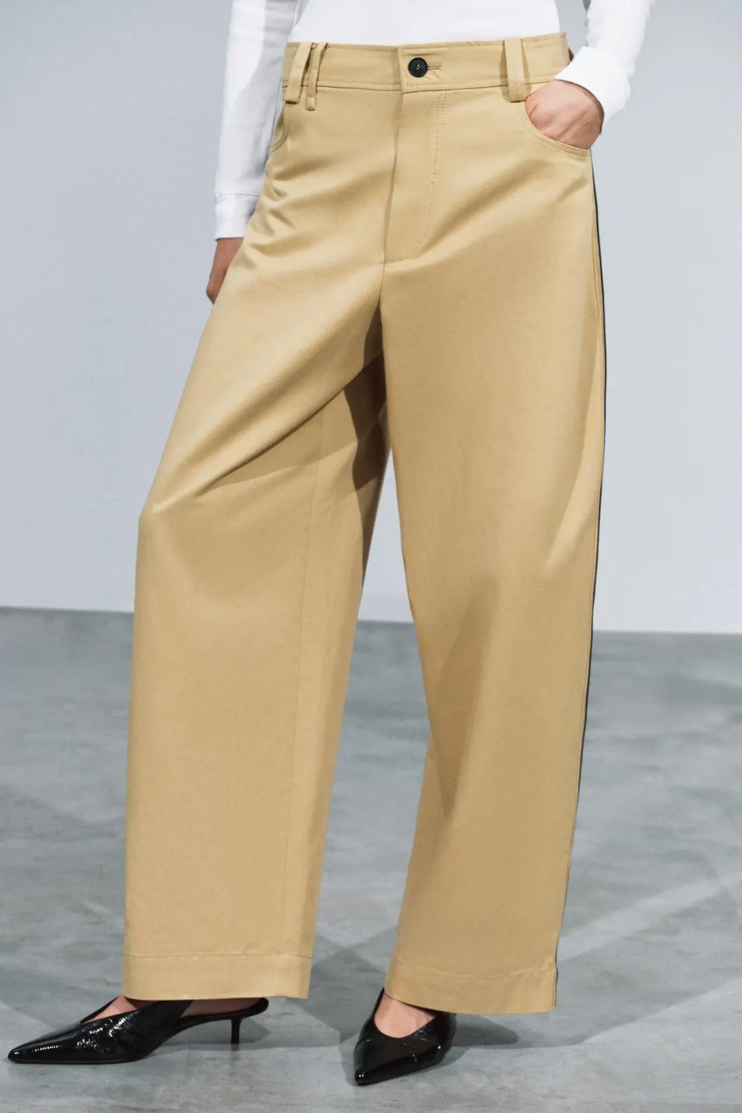 Брюки багги ZW Collection с боковыми полосами, Zara