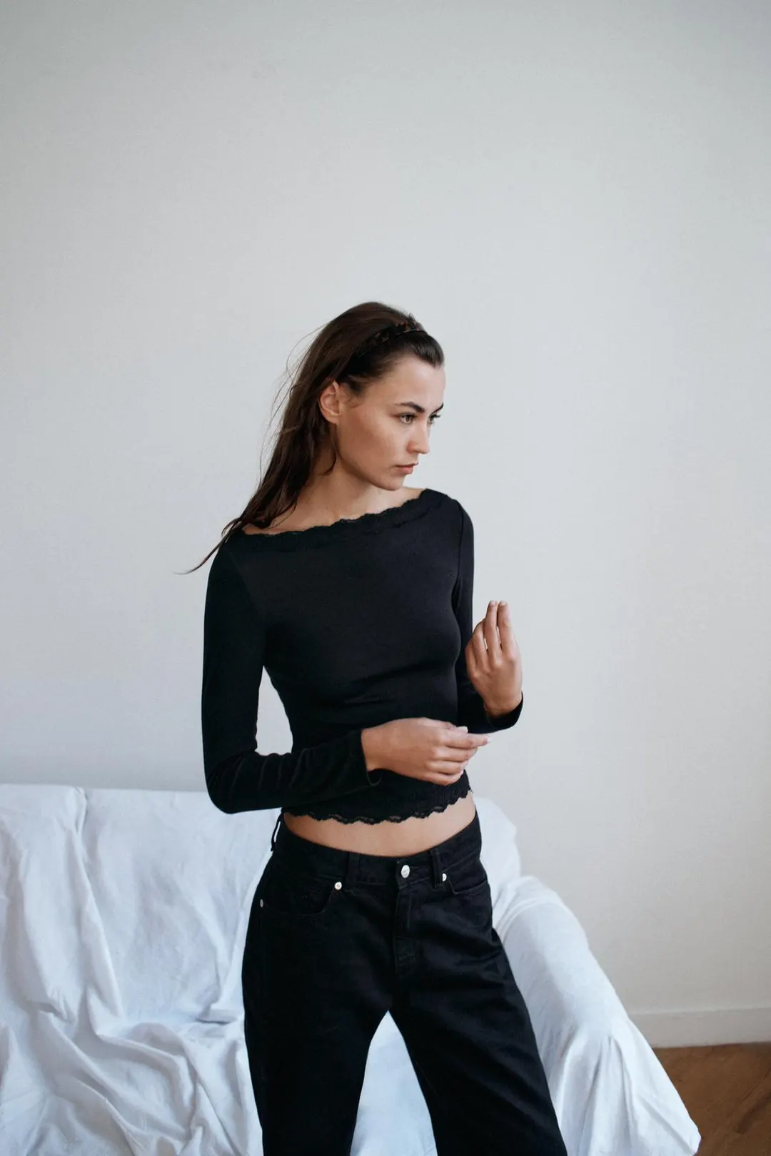 Топ кружевной с вырезом лодочкой, Zara