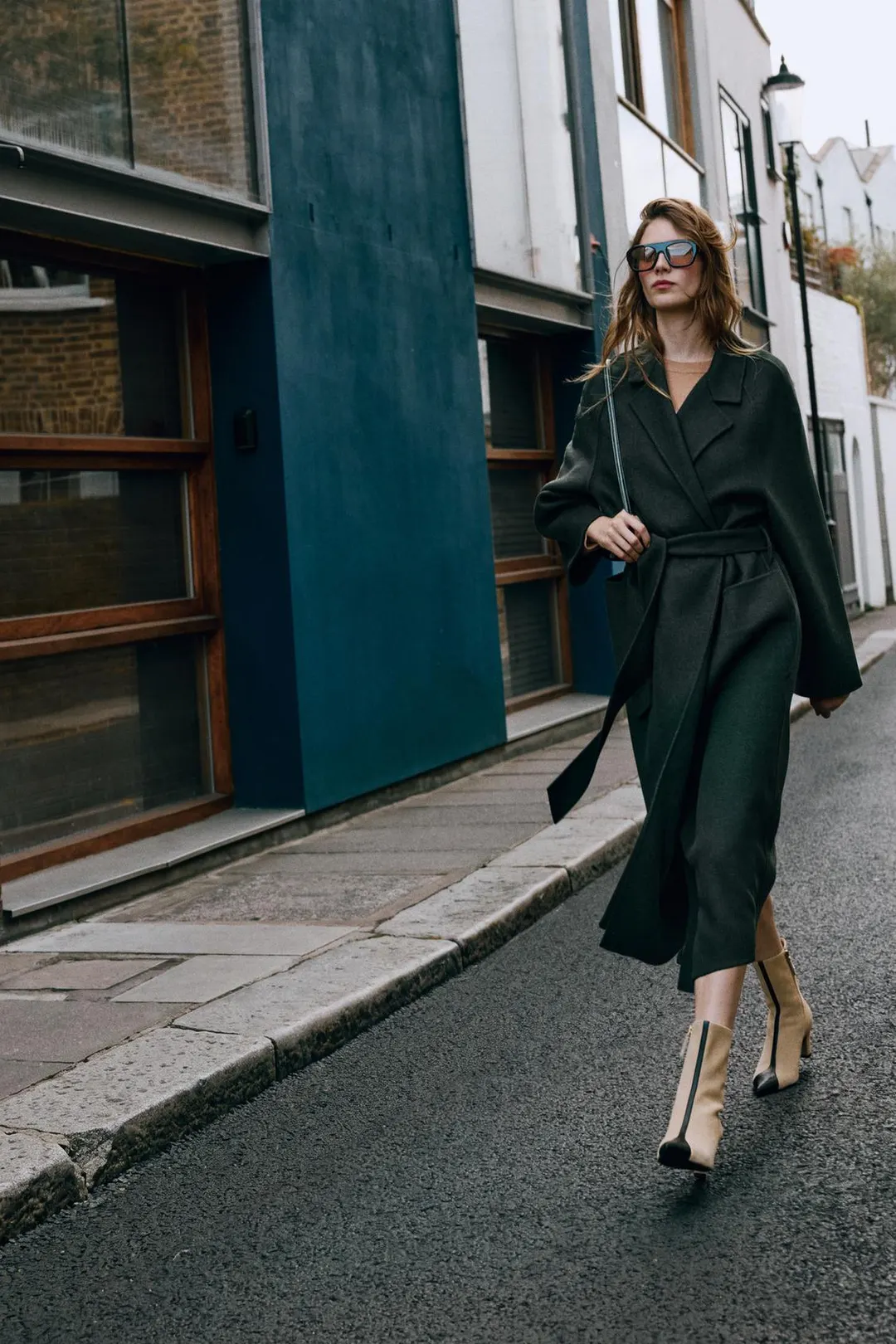 Ботильоны комбинированные кожаные на каблуке, Zara