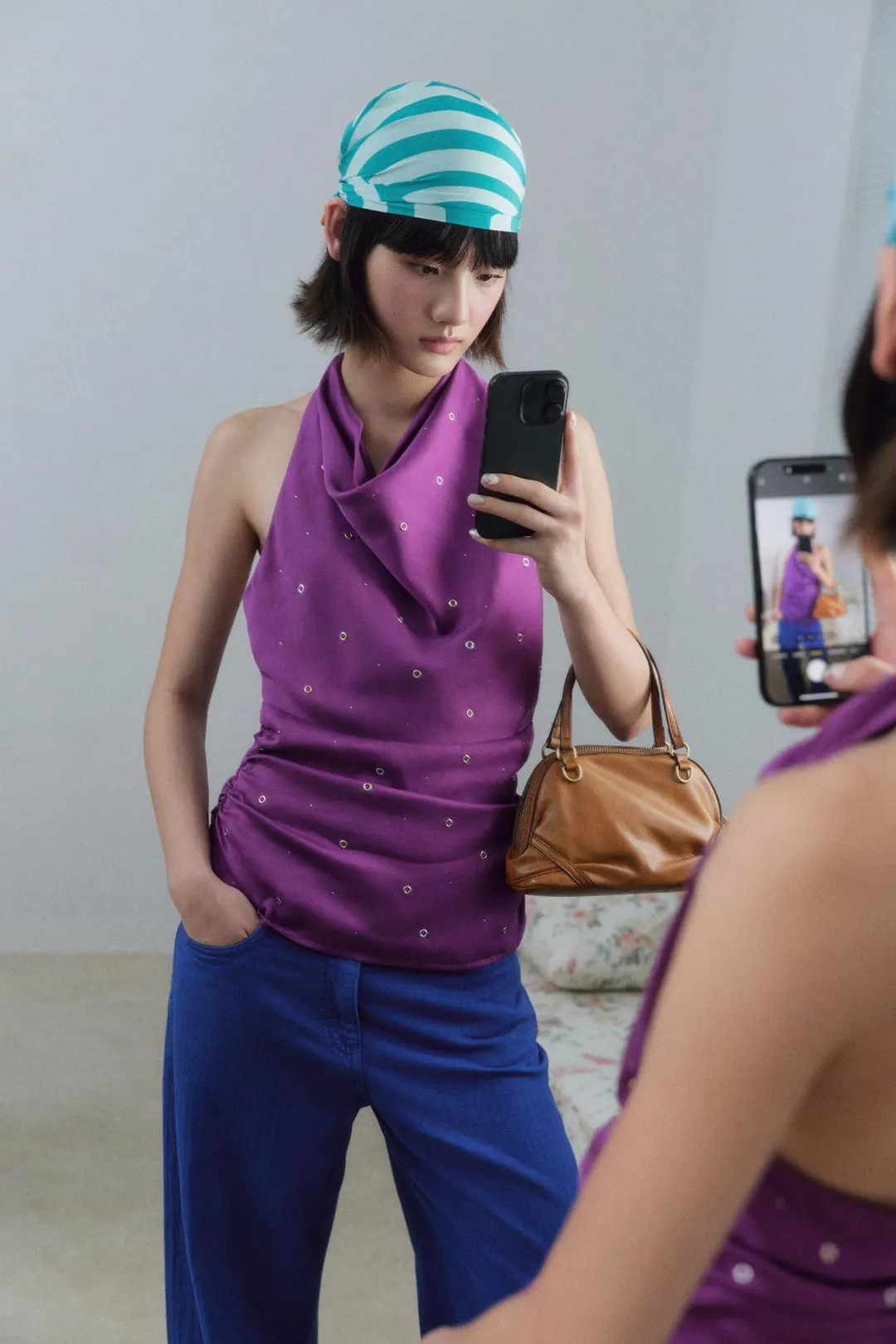 Топ халтер с люверсами и стразами, Zara