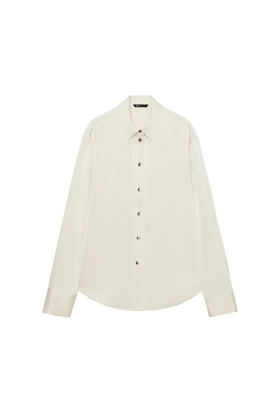 Атласная рубашка с золотистыми пуговицами, Zara
