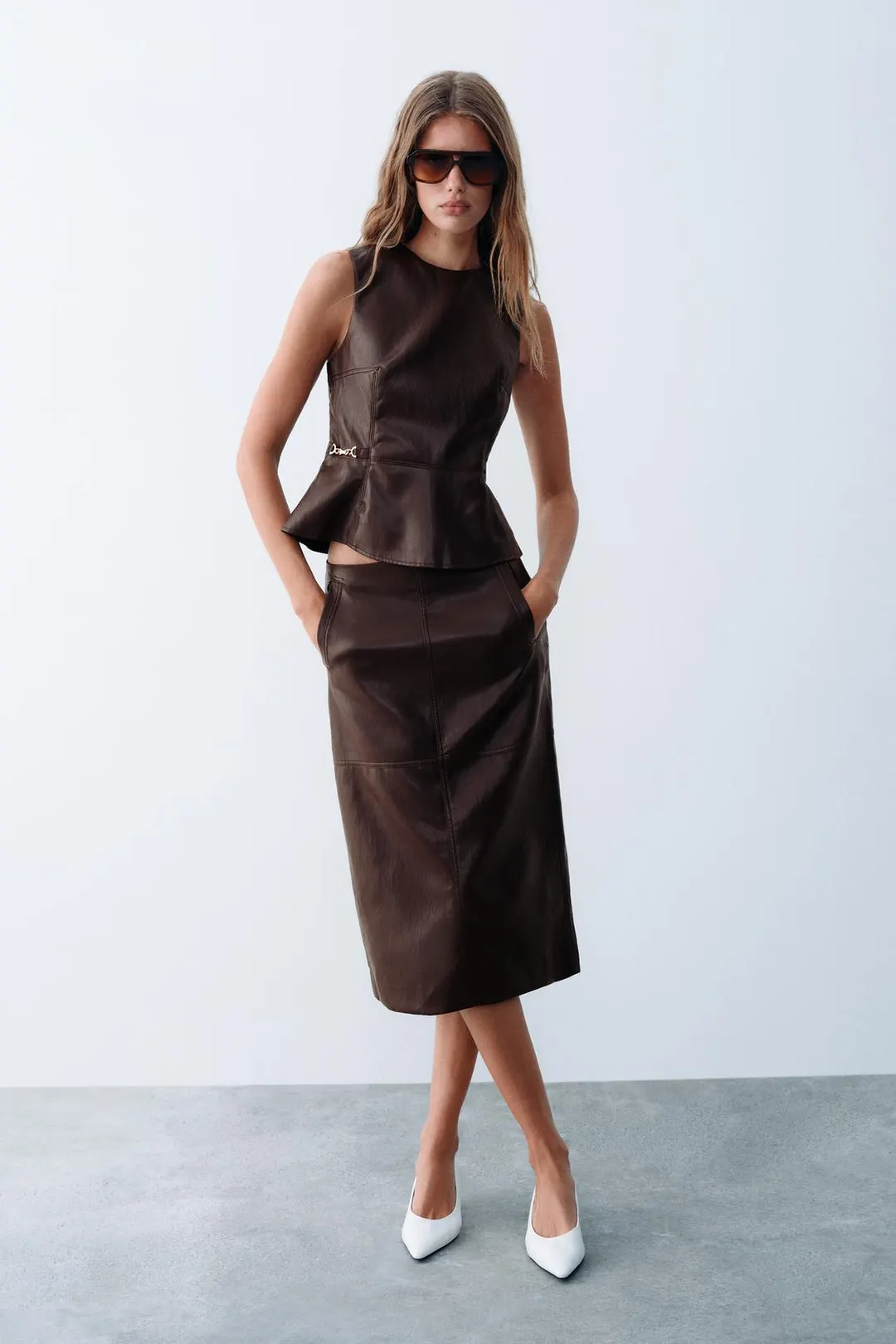 Юбка миди под кожу, Zara
