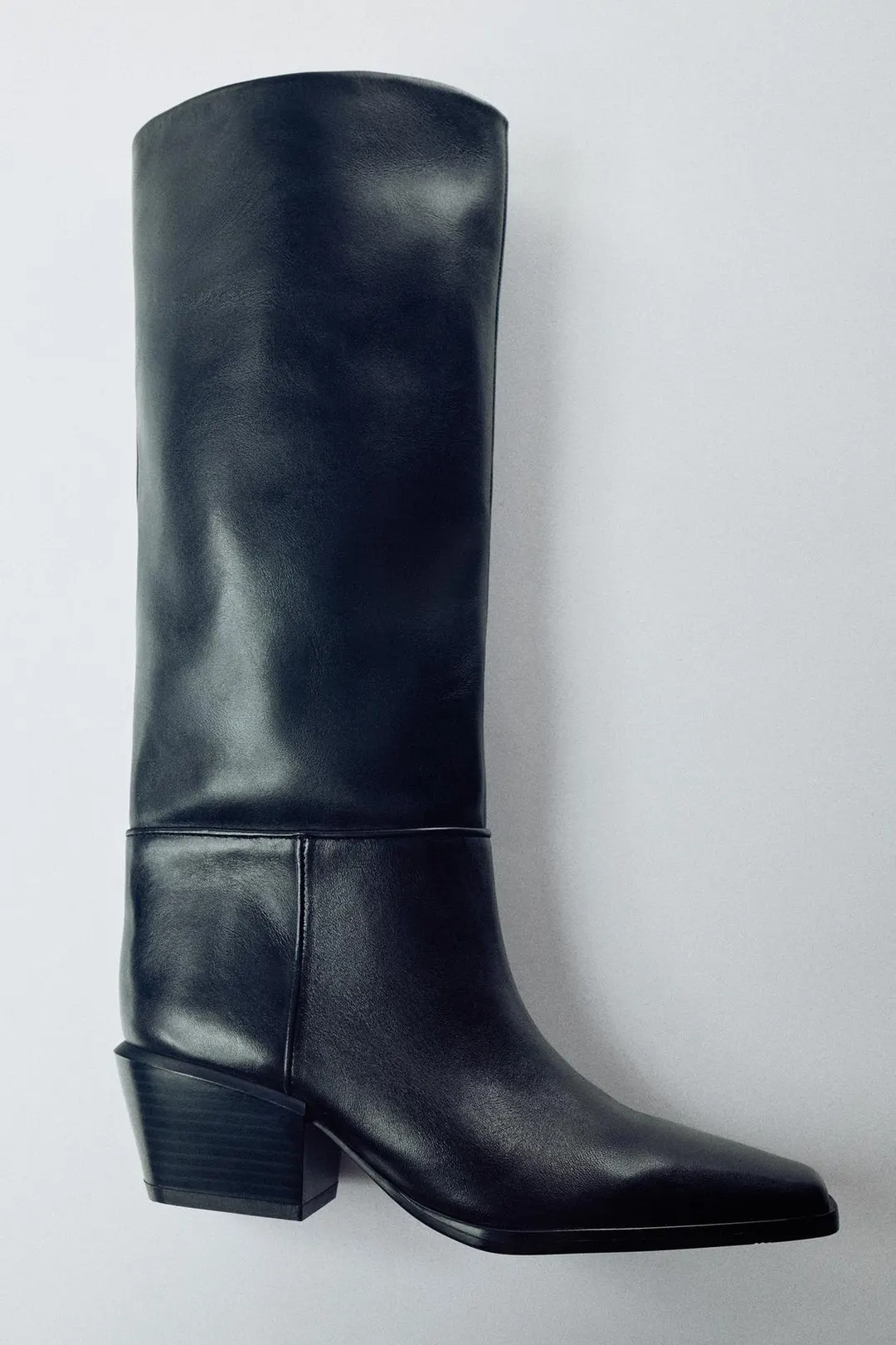 Кожаные ботильоны на широком каблуке, Zara