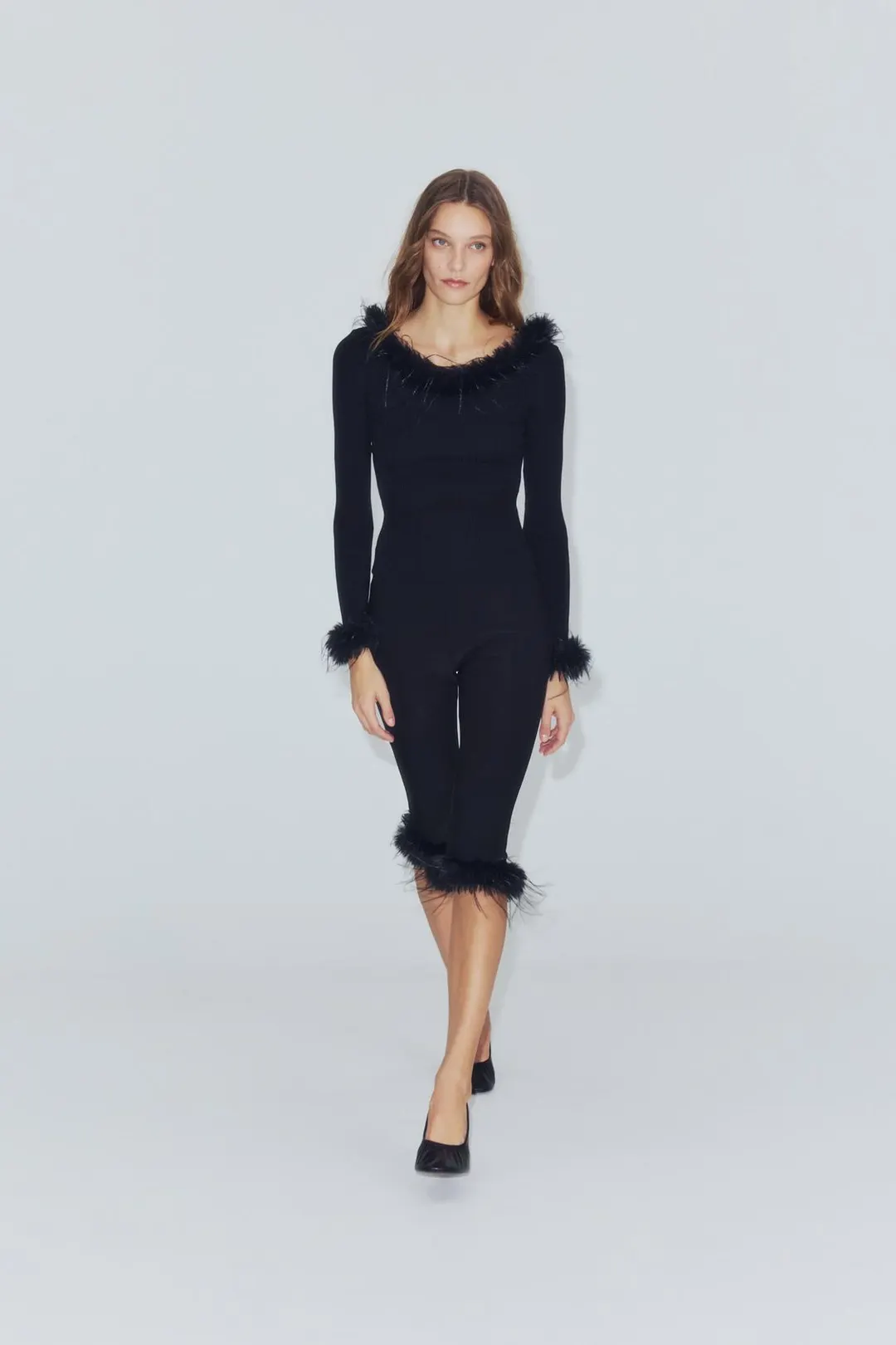 Топ комбинированный с искусственным мехом, Zara
