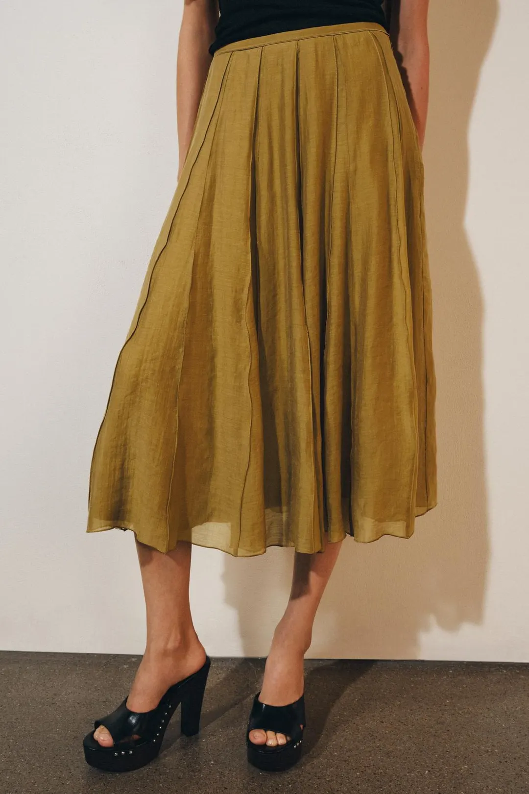 Комбинированная юбка ZW Collection струящегося кроя, Zara