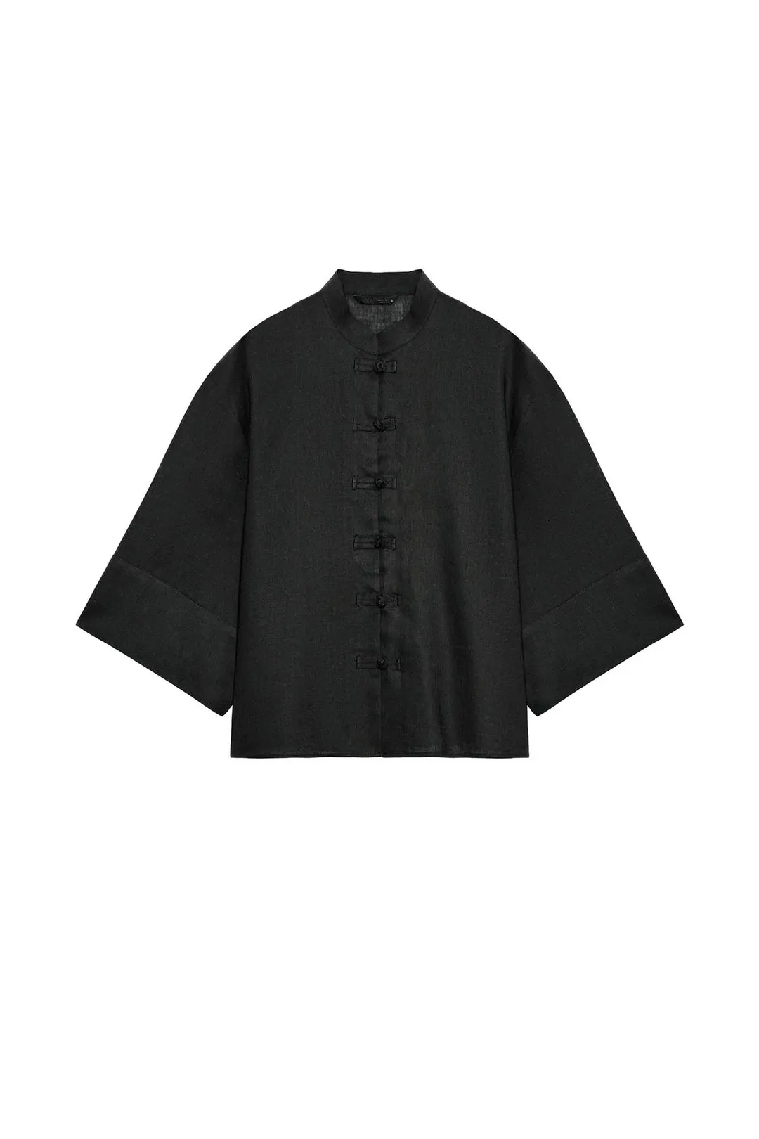 Рубашка из смесового льна с застежкой-клевант, Zara
