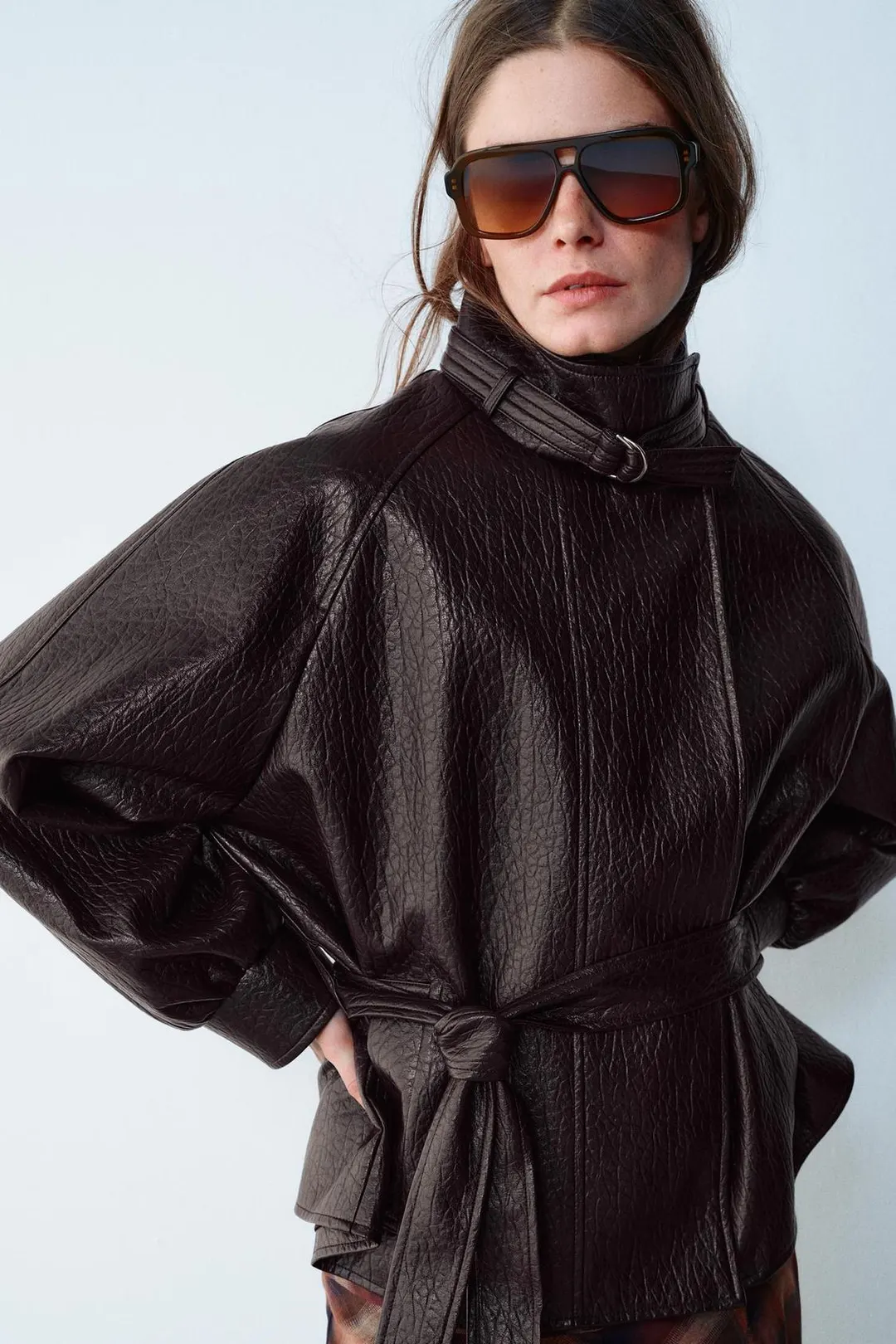 Куртка под кожу с поясом, Zara