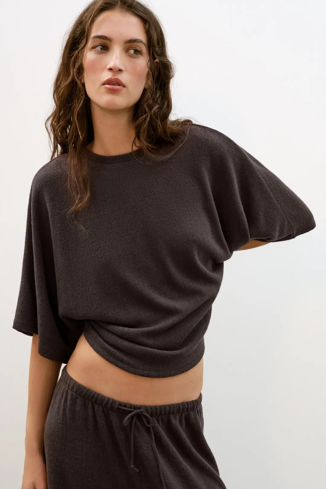 Фактурный топ с короткими рукавами, Zara