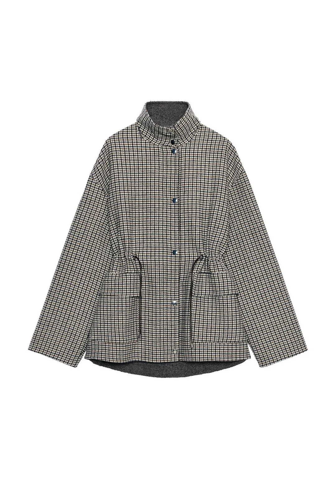 Пальто из смесовой шерсти с узором гусиная лапка, Zara