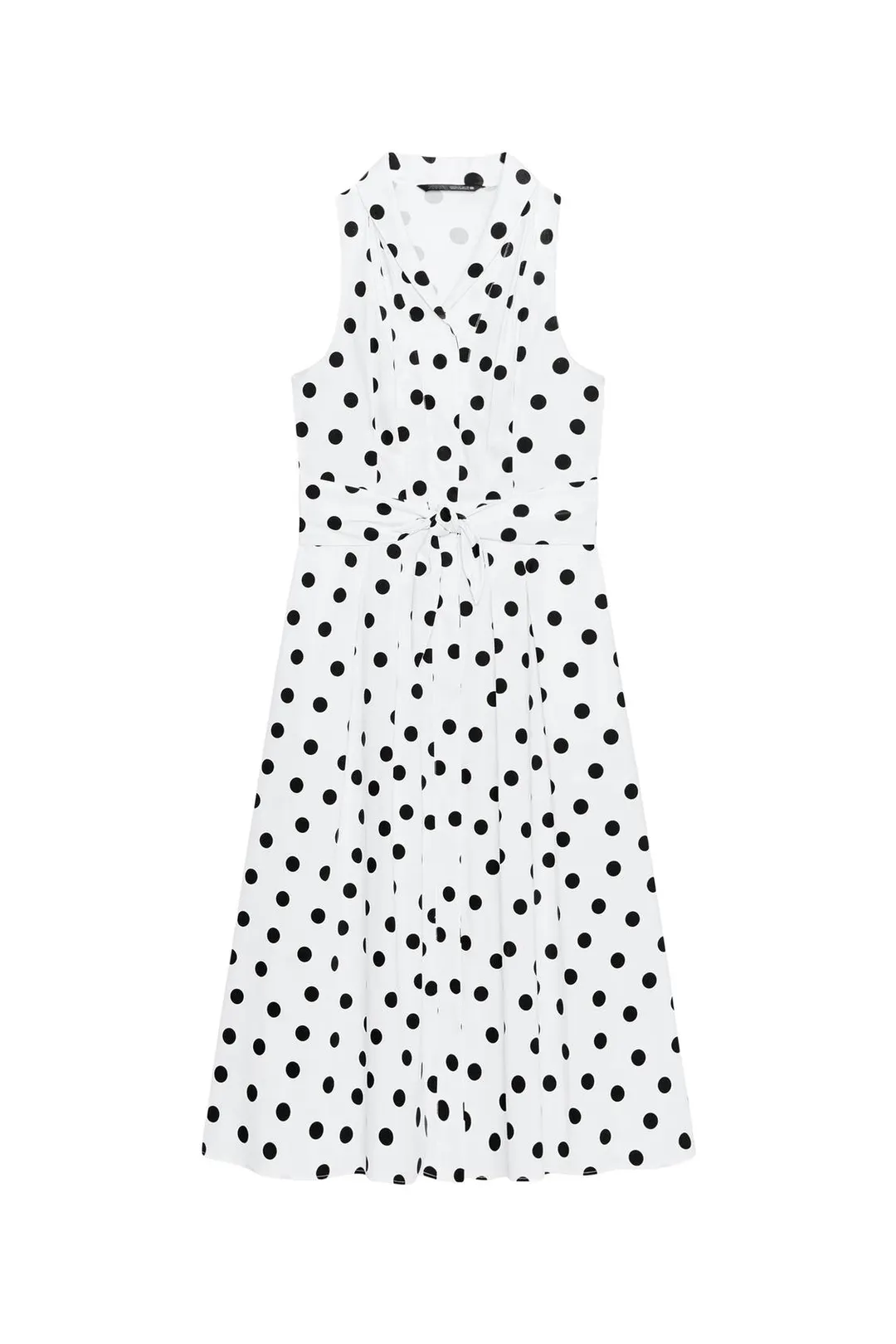 Платье миди из поплина в горошек, Zara