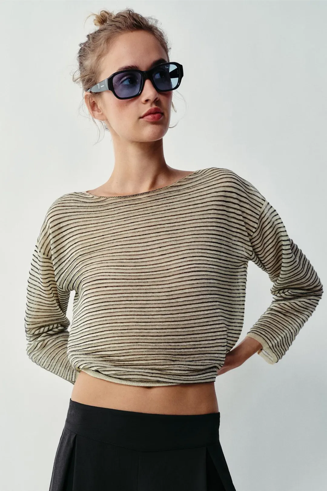 Джемпер тонкой вязки в полоску, Zara