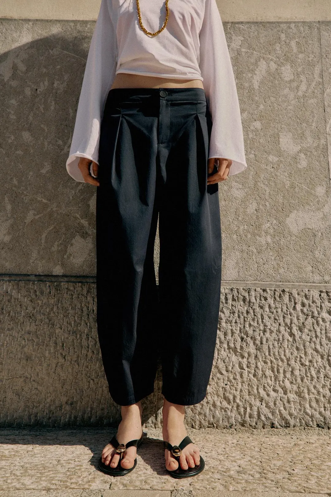 Брюки-бочонки из поплина, Zara
